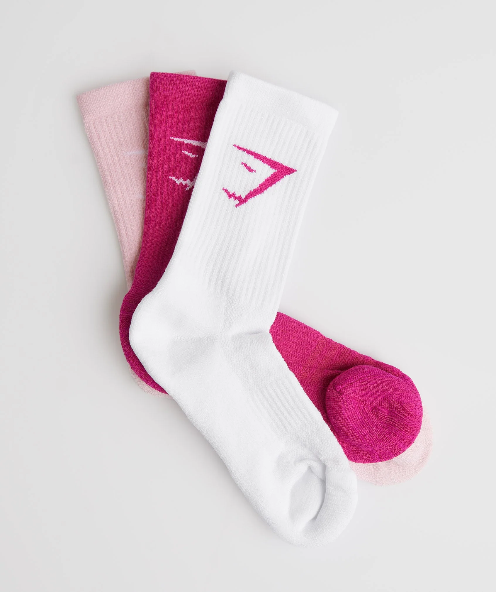 Gymshark Crew Socks 3pk - Magenta Pink/White/Sweet Pink - Image 2