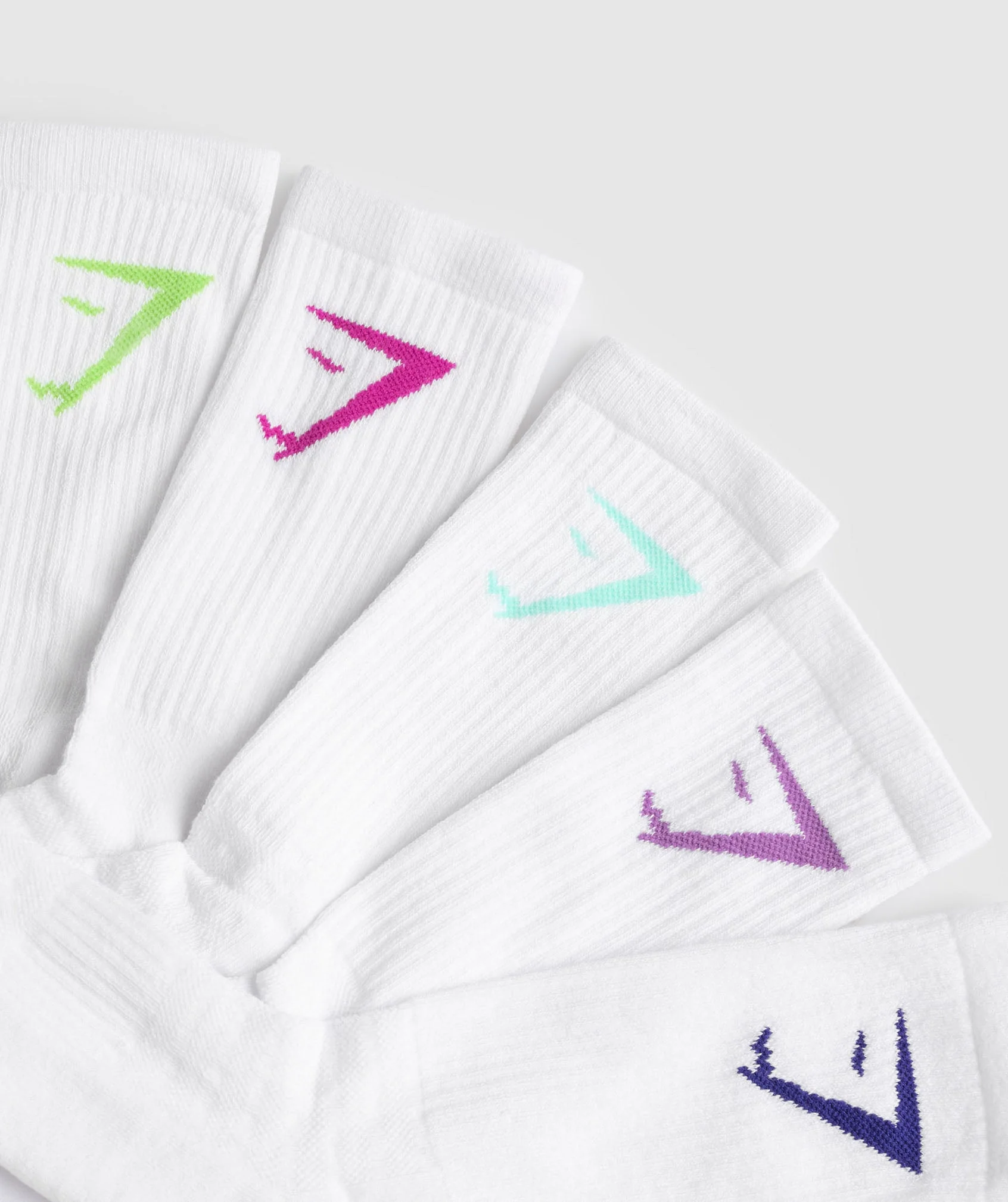 Gymshark Crew Socks 5pk - Purple/Green/Turquoise/Pink - Image 2