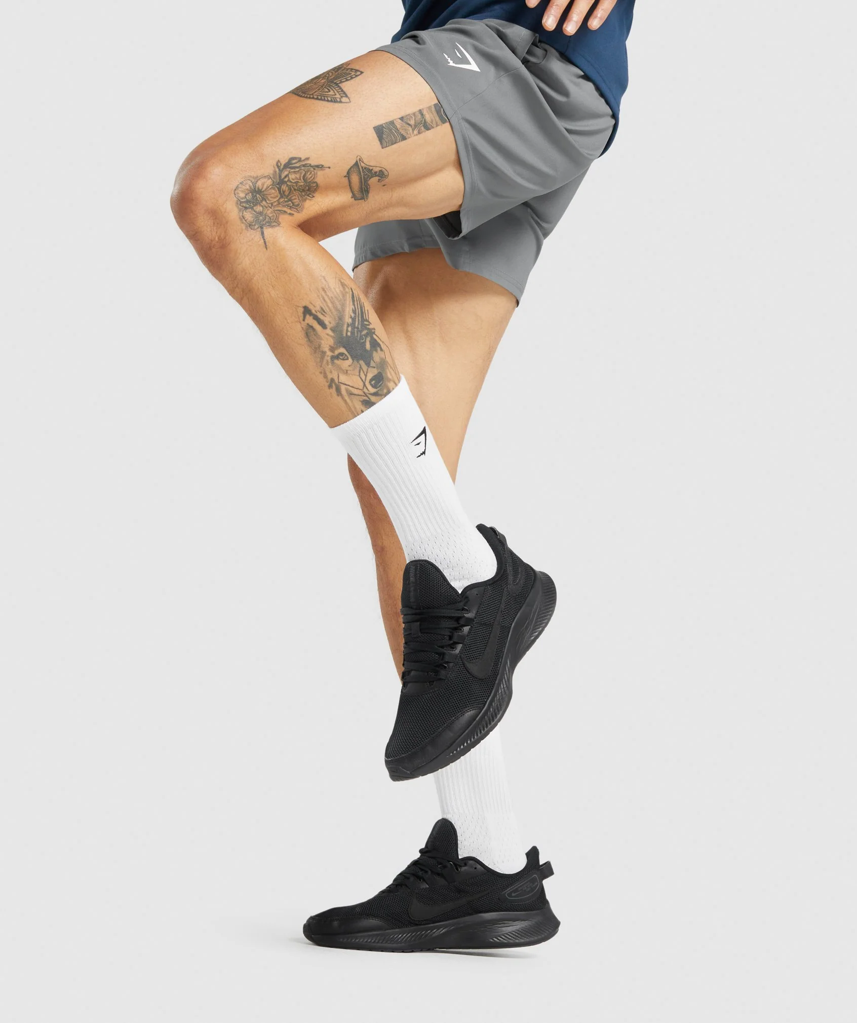 Gymshark Embroidered Sharkhead Crew Socks - White - Image 3