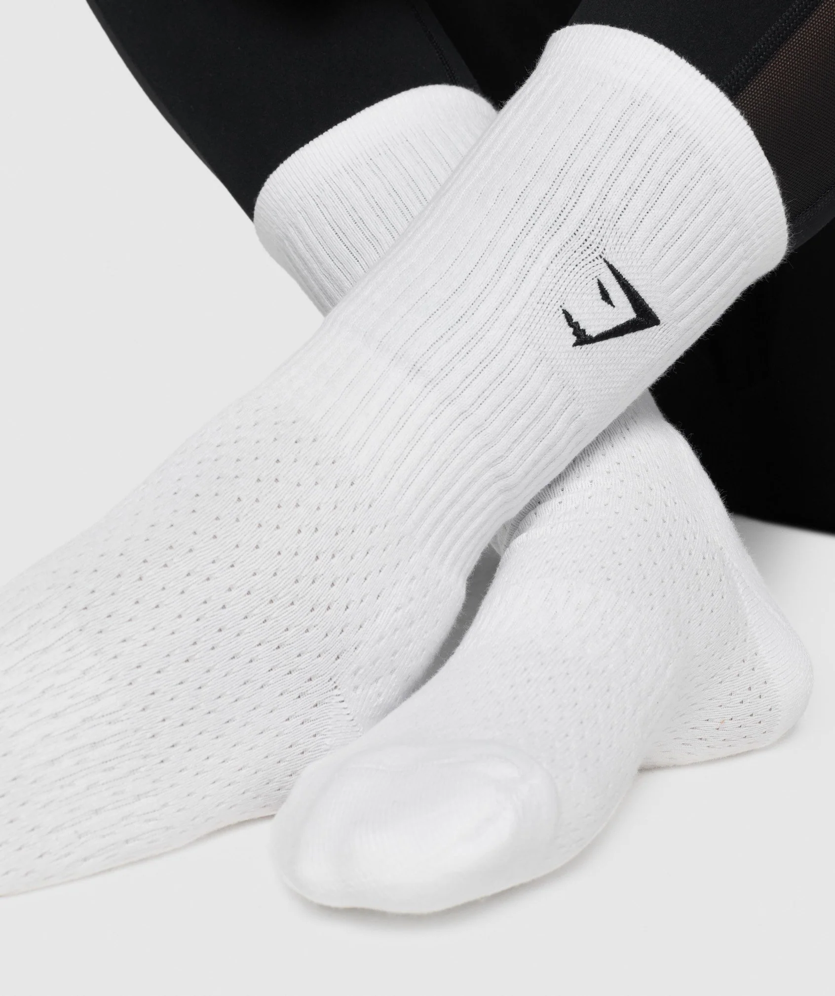Gymshark Embroidered Sharkhead Crew Socks - White - Image 4