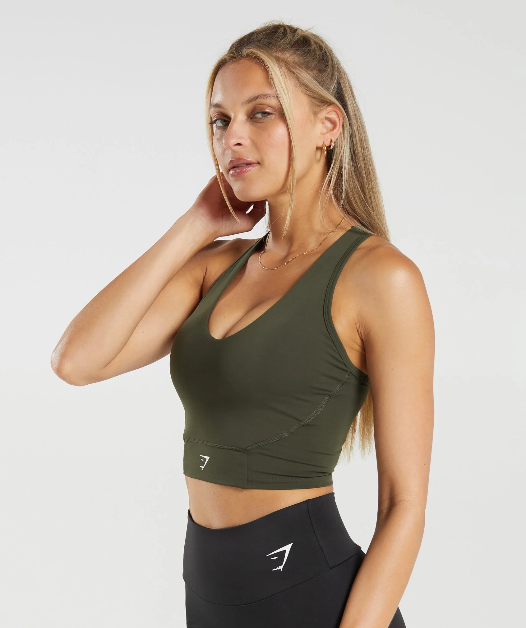 Gymshark Crop Mesh Tank - Deep Olive Green - Image 3