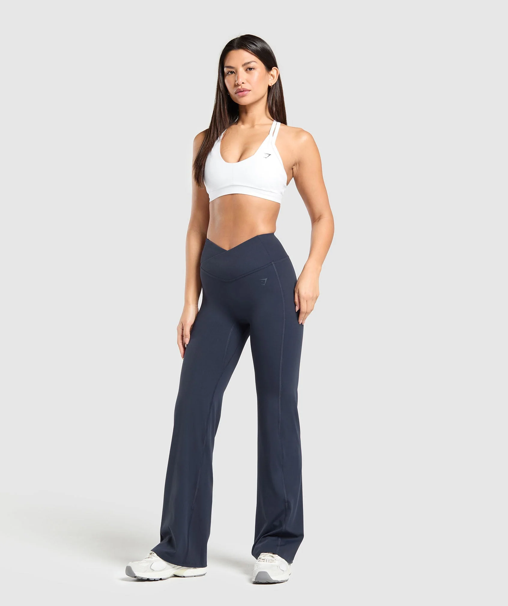 Gymshark Crossover Flared Regular Leggings - Heavy Blue - Image 4