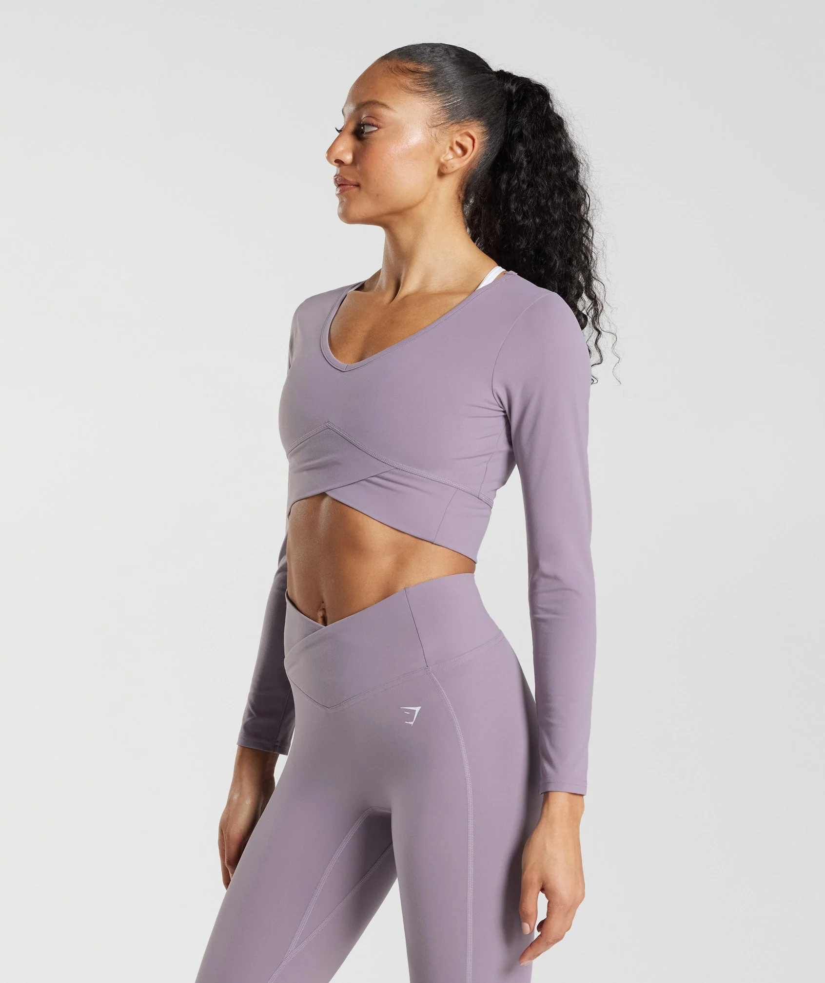 Gymshark Crossover Long Sleeve Crop Top - Slate Lavender - Image 3