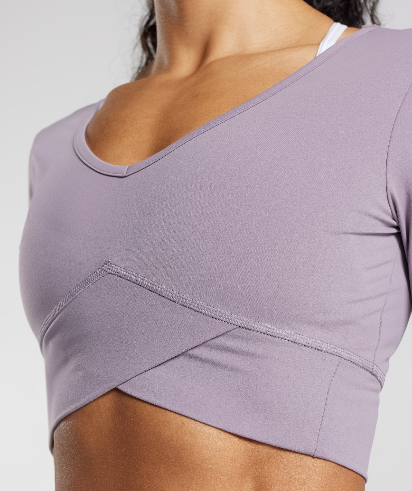 Gymshark Crossover Long Sleeve Crop Top - Slate Lavender - Image 6