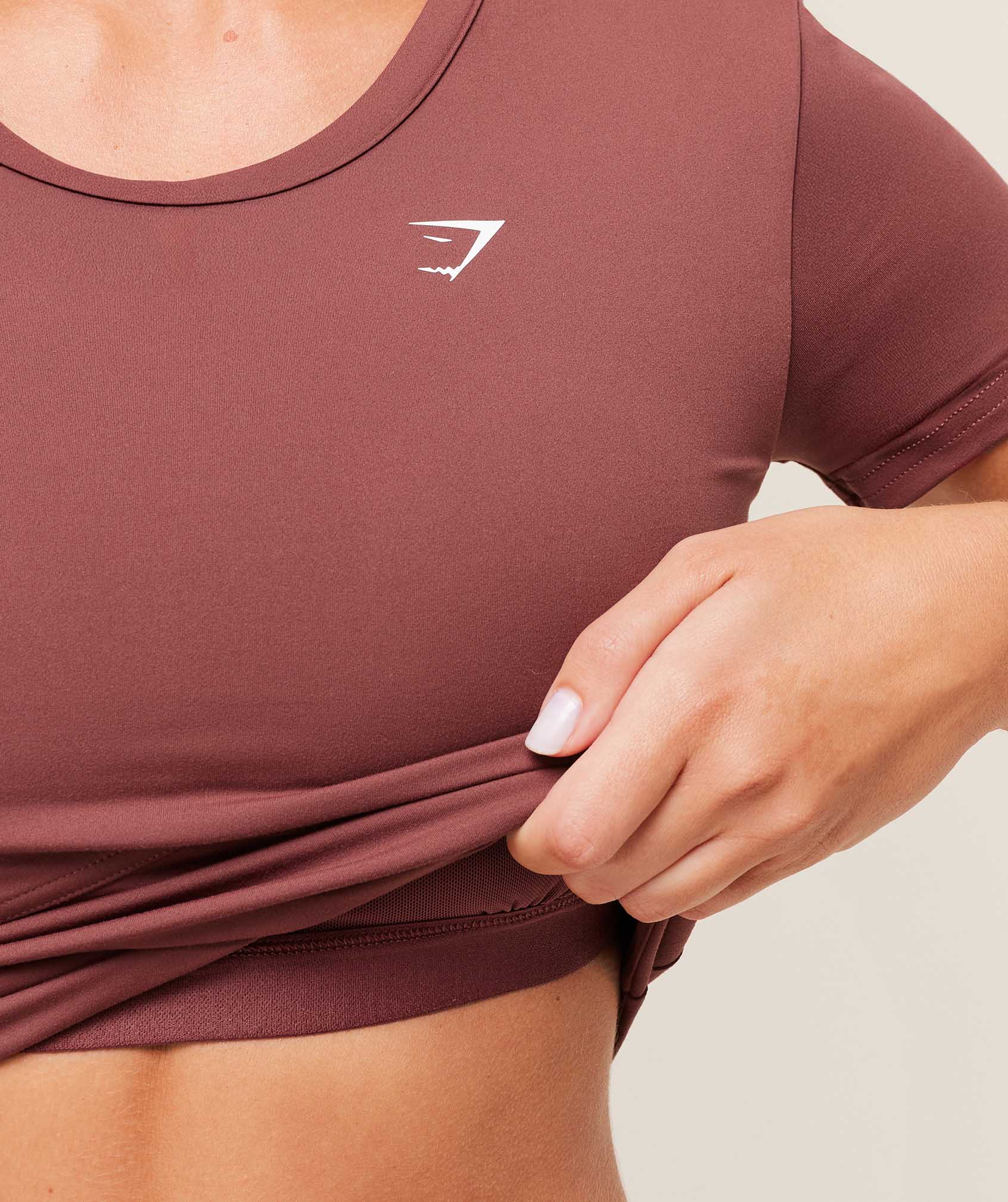 Gymshark Crossover Midi Top with Shelf - Burgundy Brown - Image 2