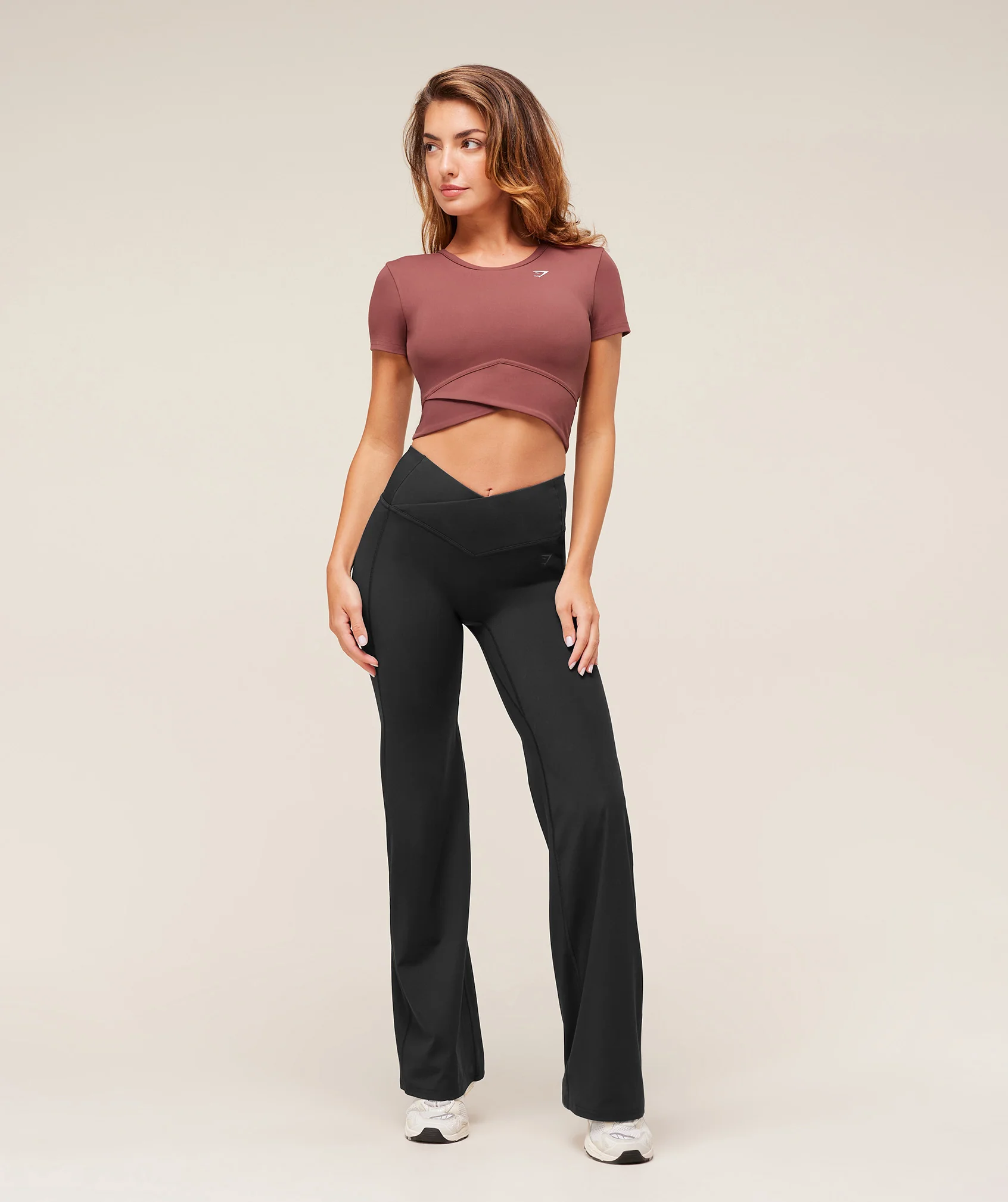 Gymshark Crossover Midi Top with Shelf - Burgundy Brown - Image 5
