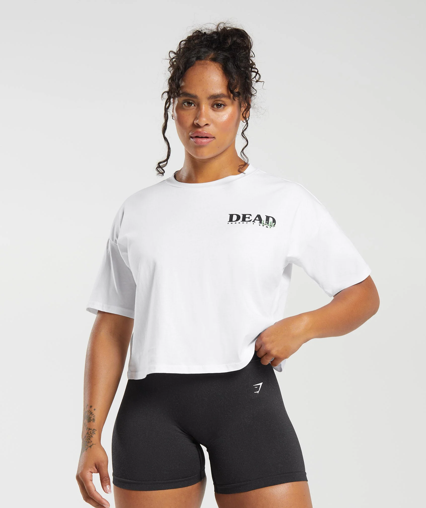 Gymshark Dead Lift Midi Tee - White - Image 2