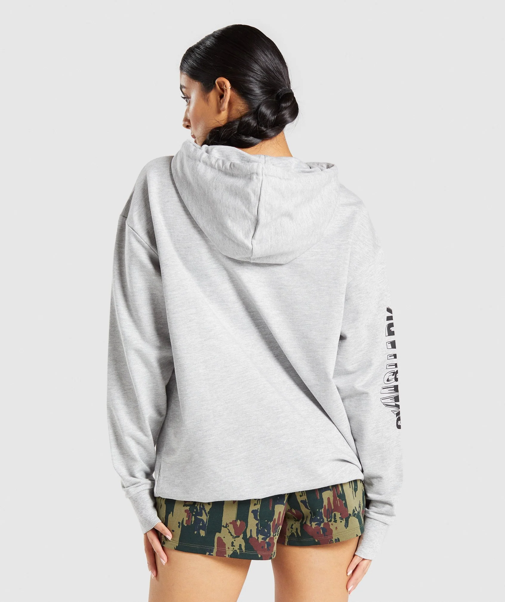 Gymshark Distort Graphic Hoodie - Light Grey Marl - Image 2