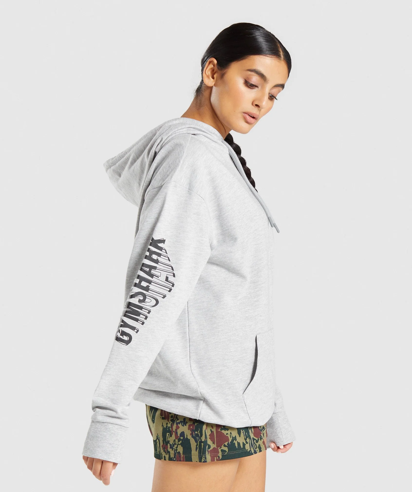 Gymshark Distort Graphic Hoodie - Light Grey Marl - Image 3