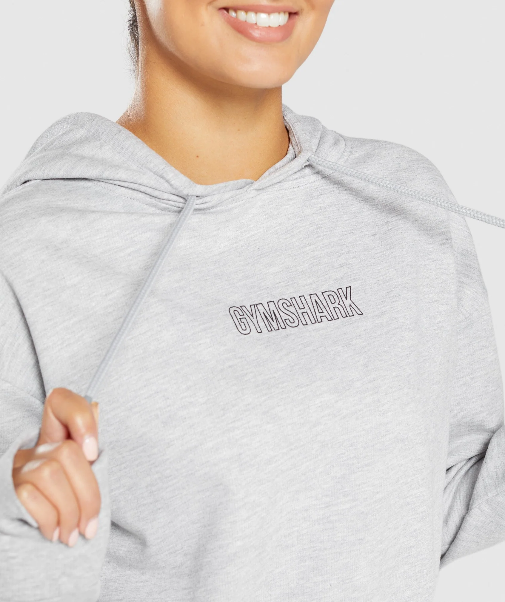 Gymshark Distort Graphic Hoodie - Light Grey Marl - Image 6