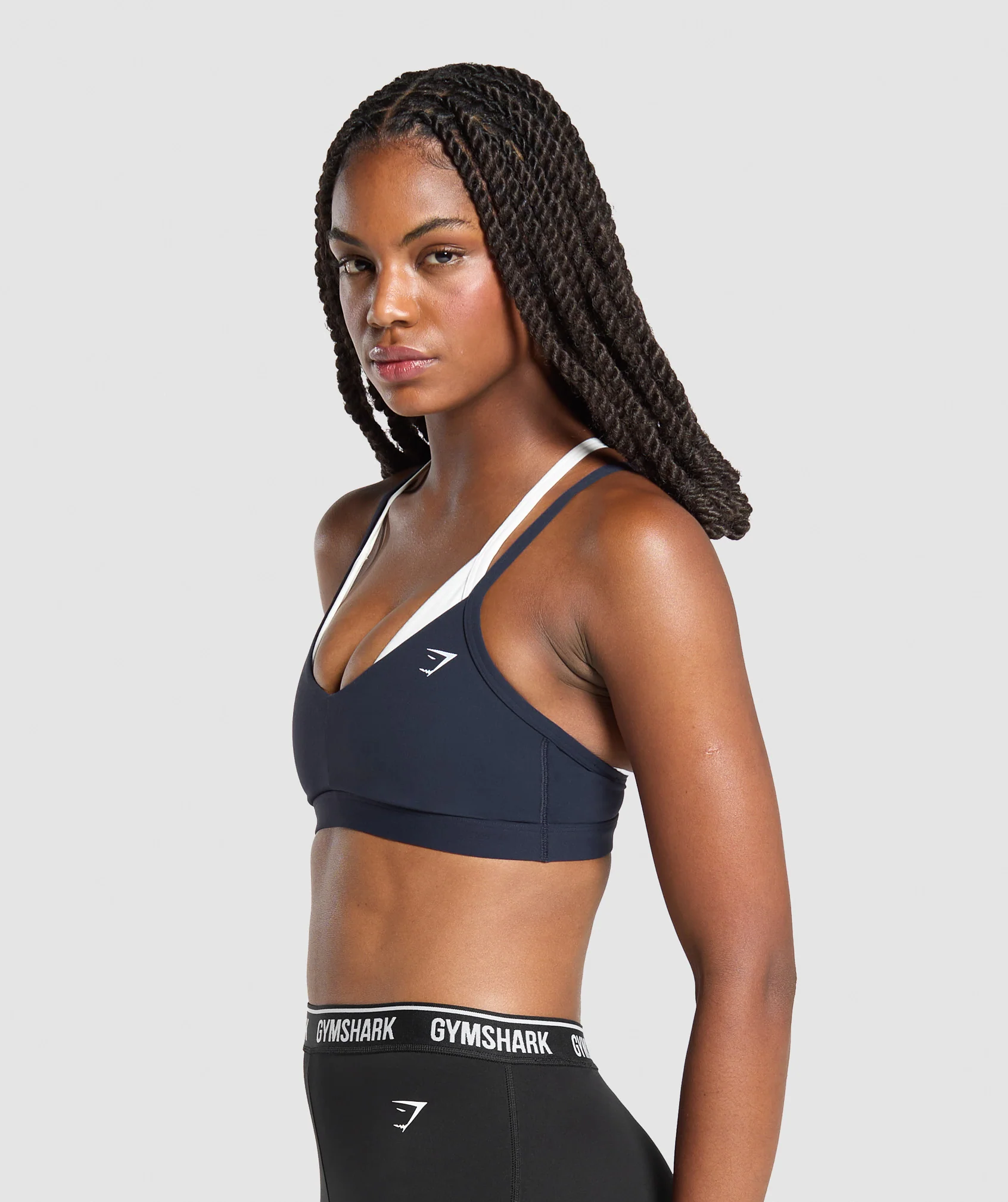 Gymshark Double Up Sports Bra - Heavy Blue/Soft White - Image 6