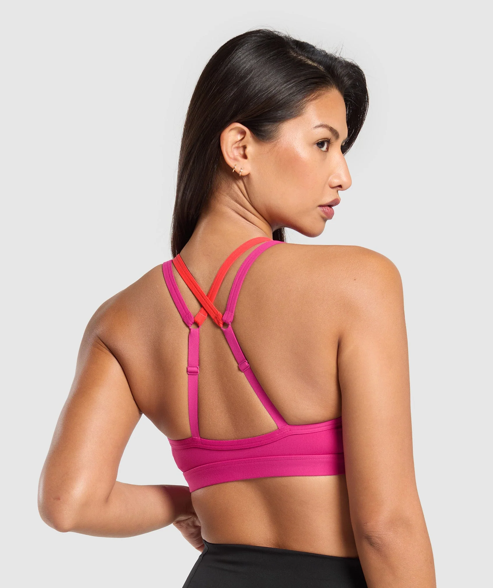 Gymshark Double Up Sports Bra - Winning Pink/Coral Red - Image 2