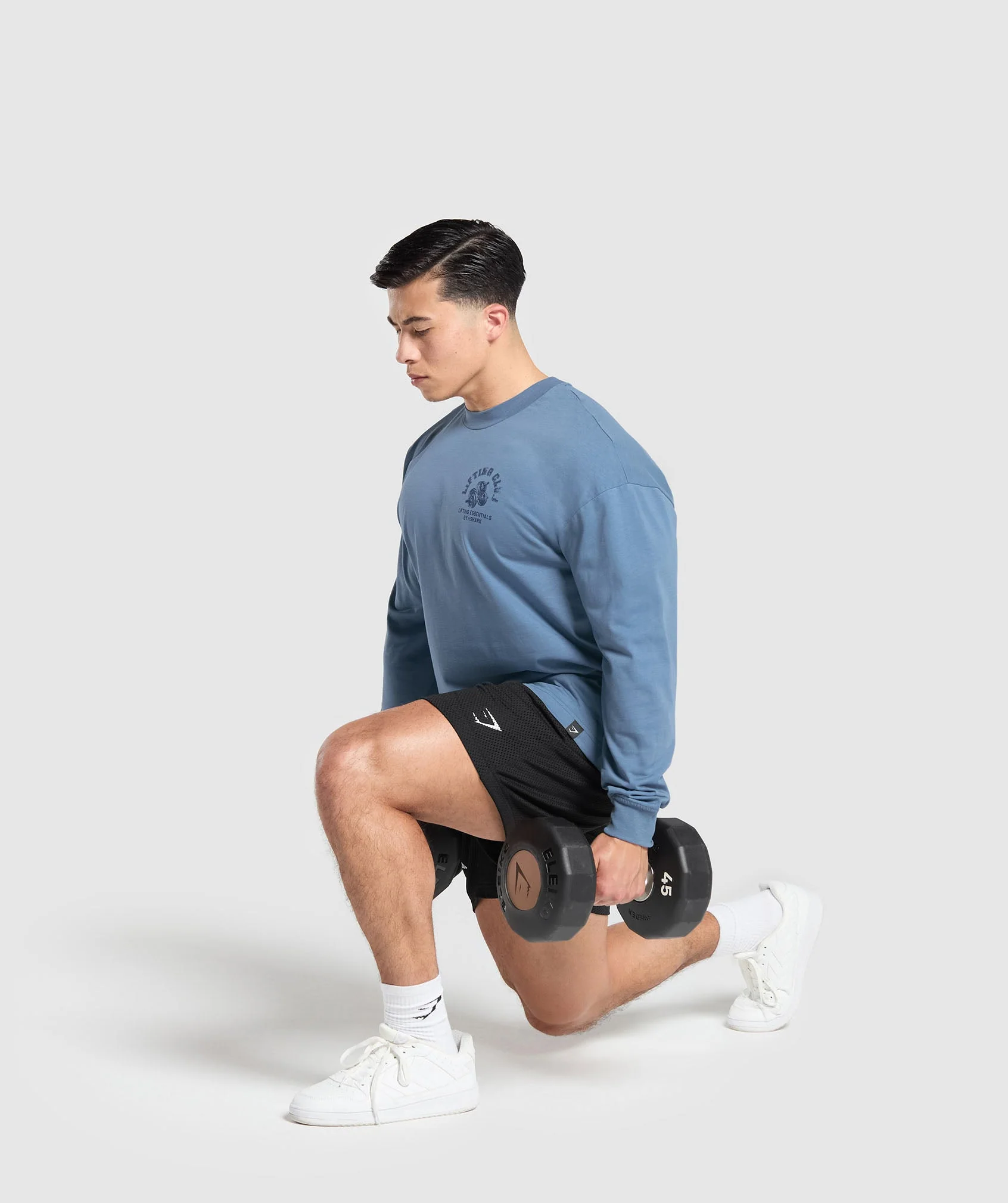 Gymshark Dumbbells Long Sleeve T-Shirt - Faded Blue - Image 4