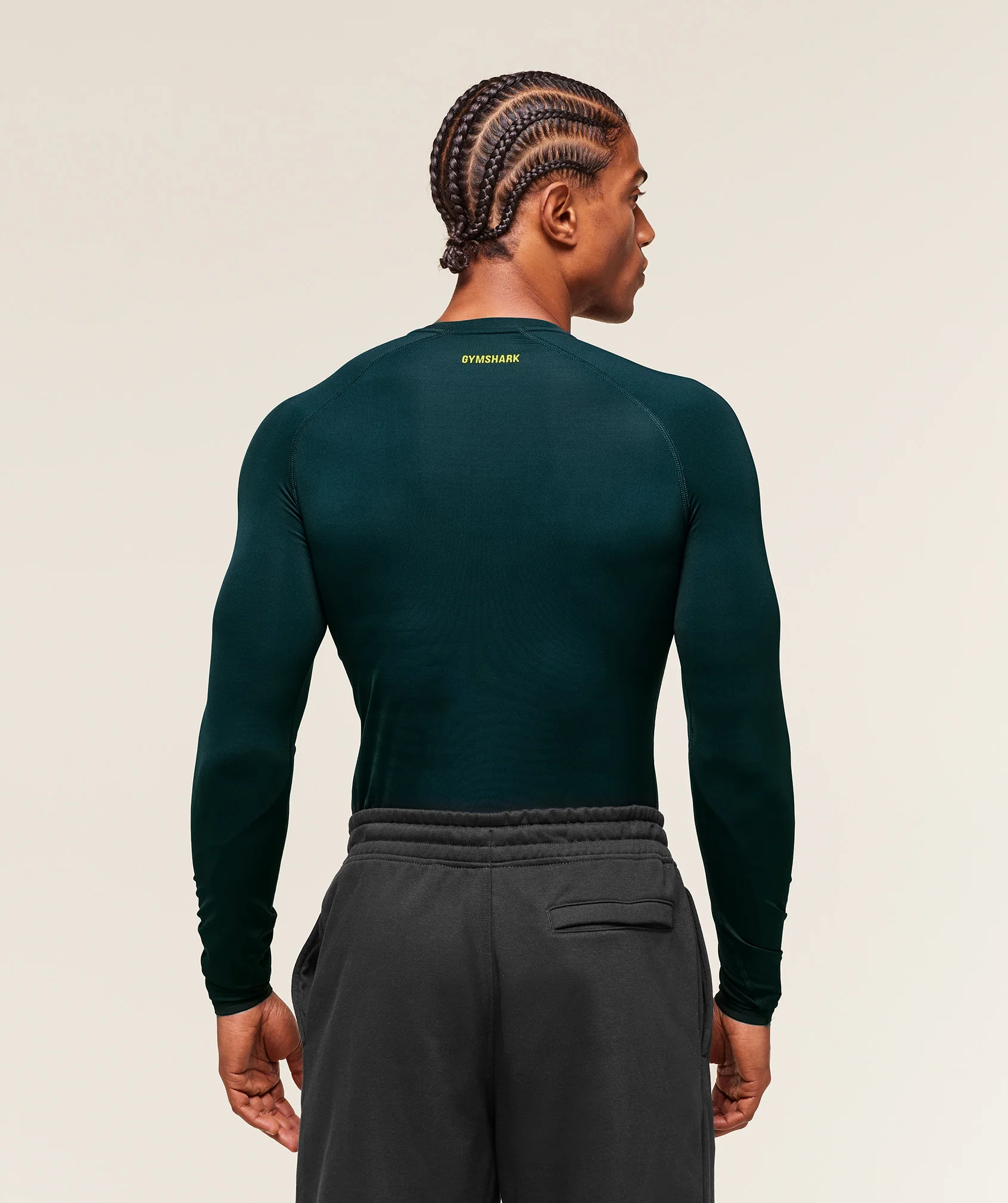 Gymshark Element Baselayer Long Sleeve T-Shirt - Deep Petrol Blue/Sorbet Yellow - Image 2