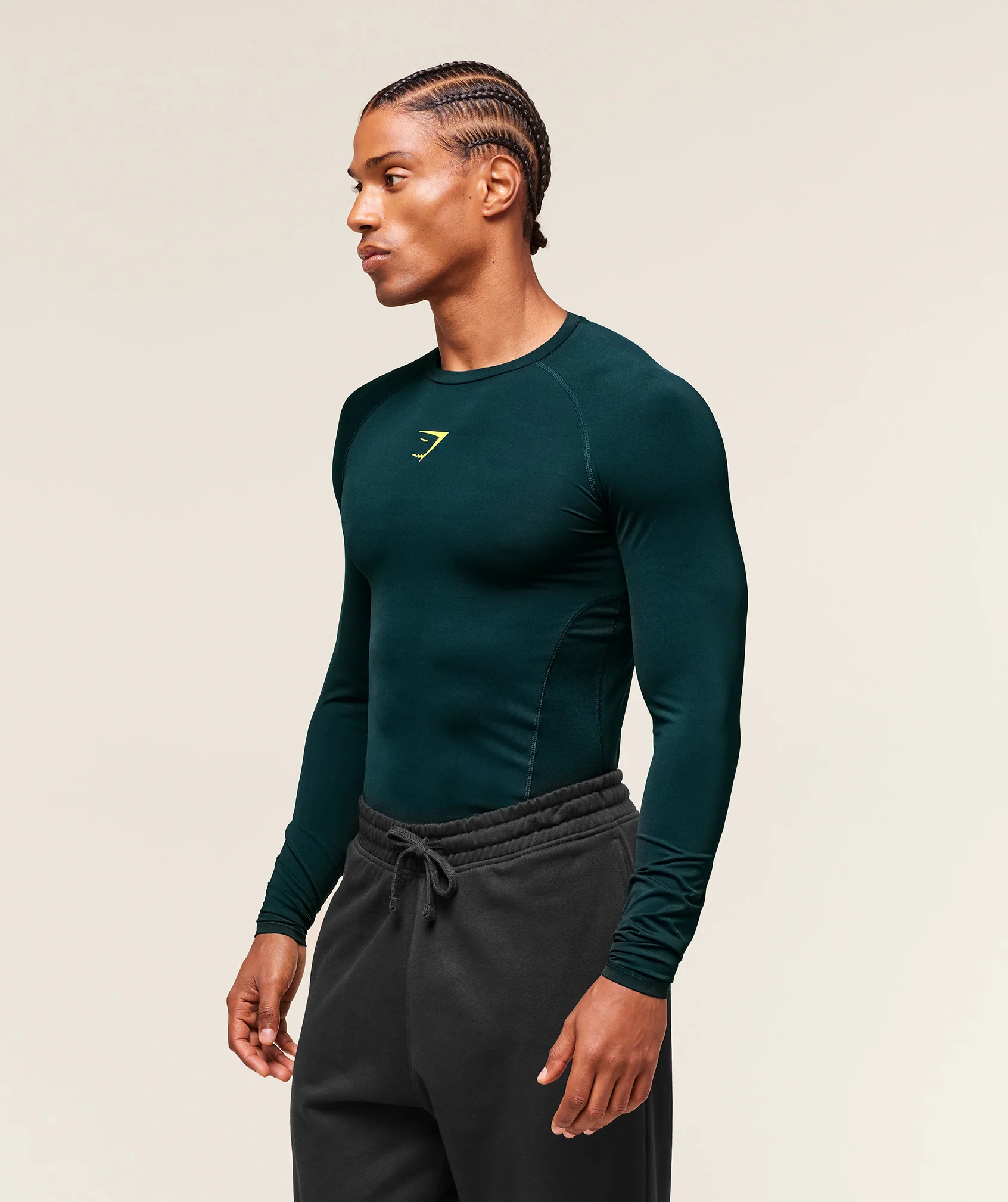 Gymshark Element Baselayer Long Sleeve T-Shirt - Deep Petrol Blue/Sorbet Yellow - Image 3