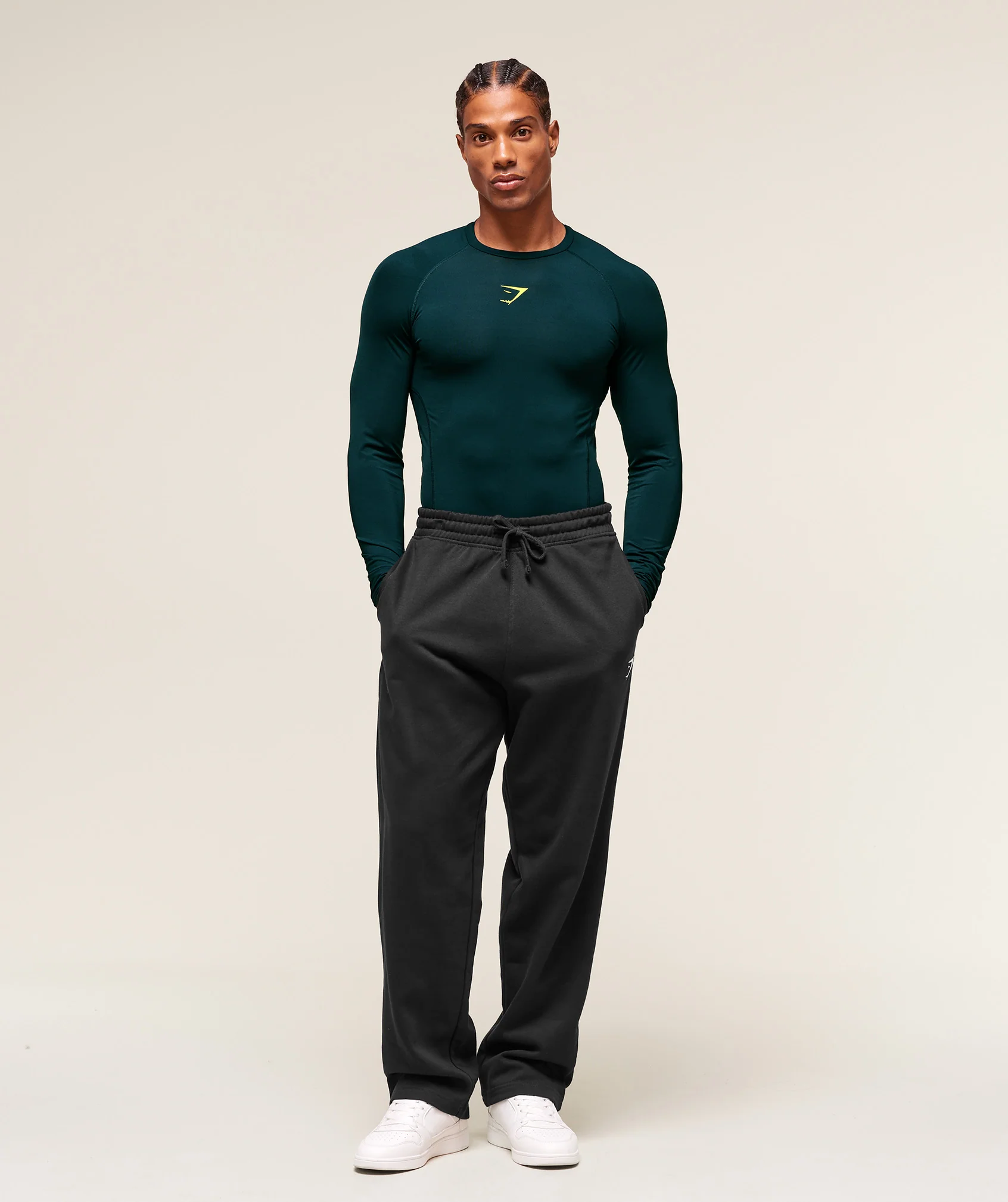 Gymshark Element Baselayer Long Sleeve T-Shirt - Deep Petrol Blue/Sorbet Yellow - Image 4
