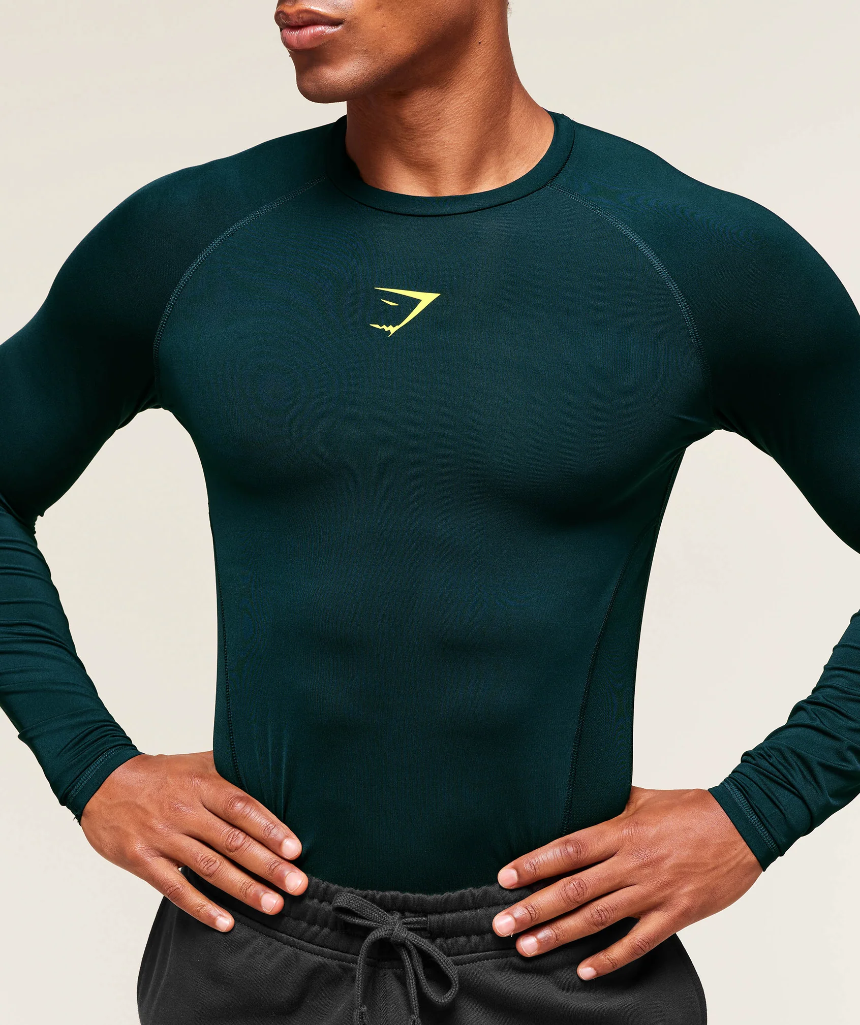 Gymshark Element Baselayer Long Sleeve T-Shirt - Deep Petrol Blue/Sorbet Yellow - Image 6