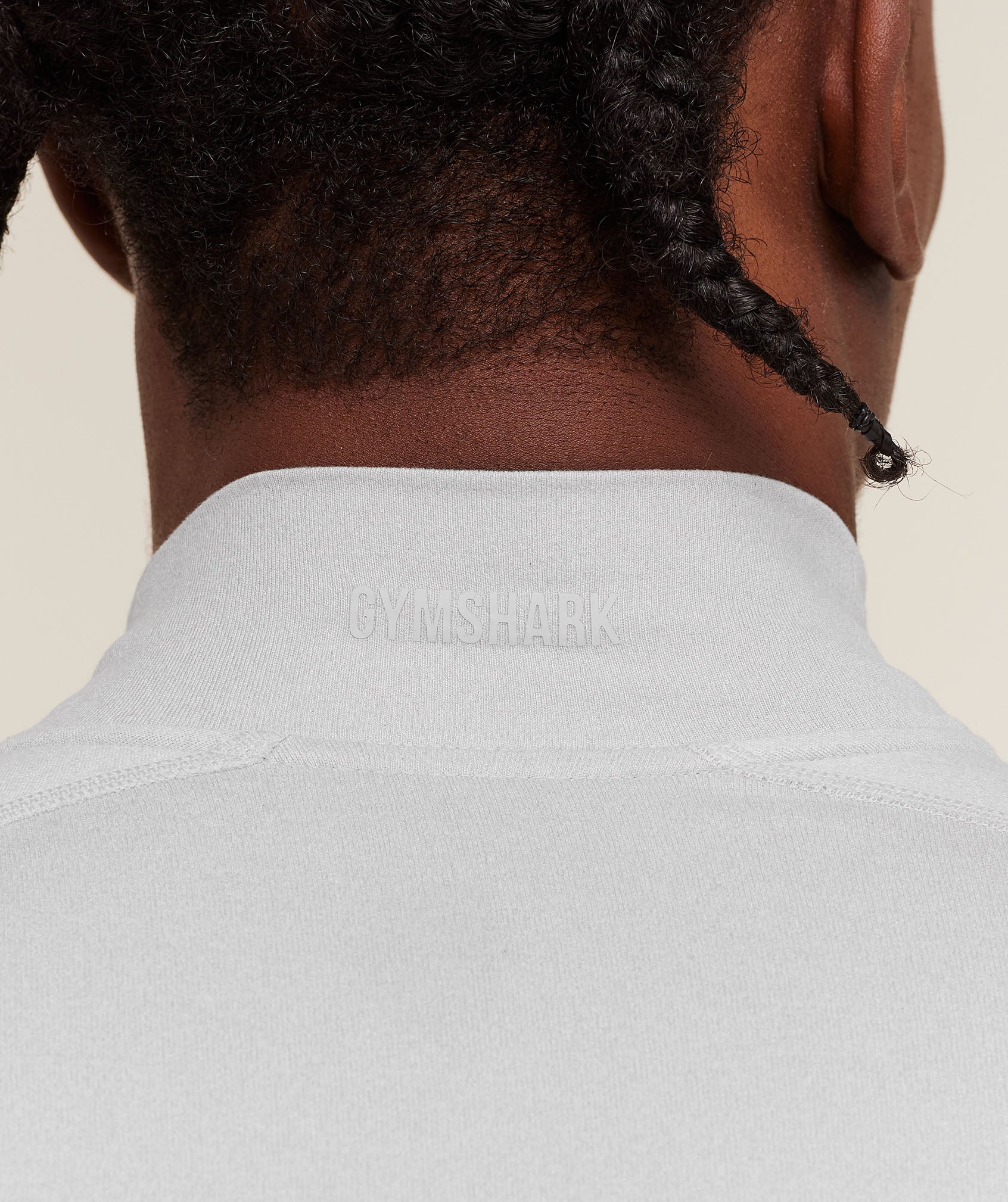 Gymshark Element Baselayer Mock Neck Long Sleeve T-Shirt - White/Metal Grey Marl - Image 5