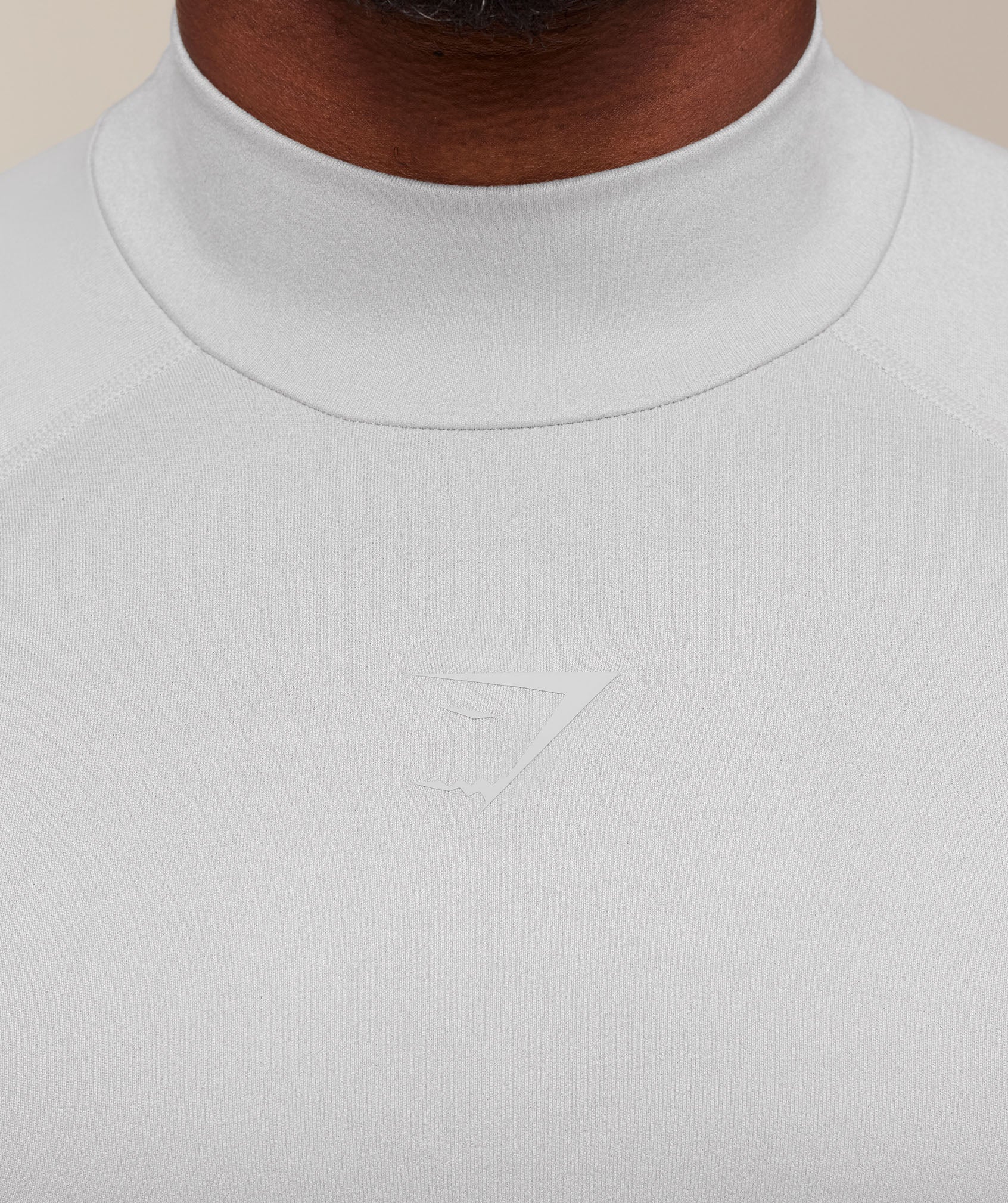 Gymshark Element Baselayer Mock Neck Long Sleeve T-Shirt - White/Metal Grey Marl - Image 6