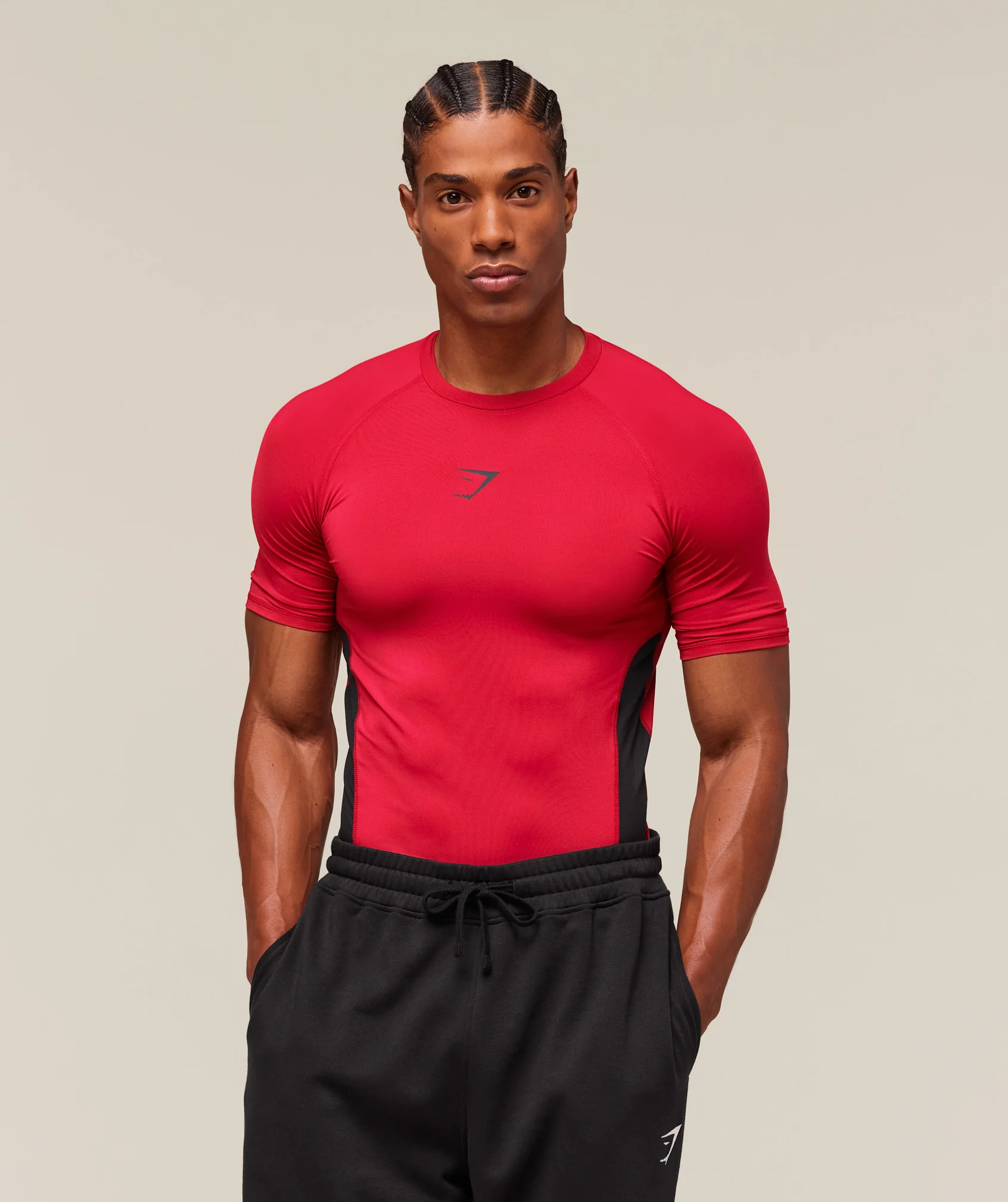 Gymshark Element Baselayer T-Shirt - Carmine Red/Black