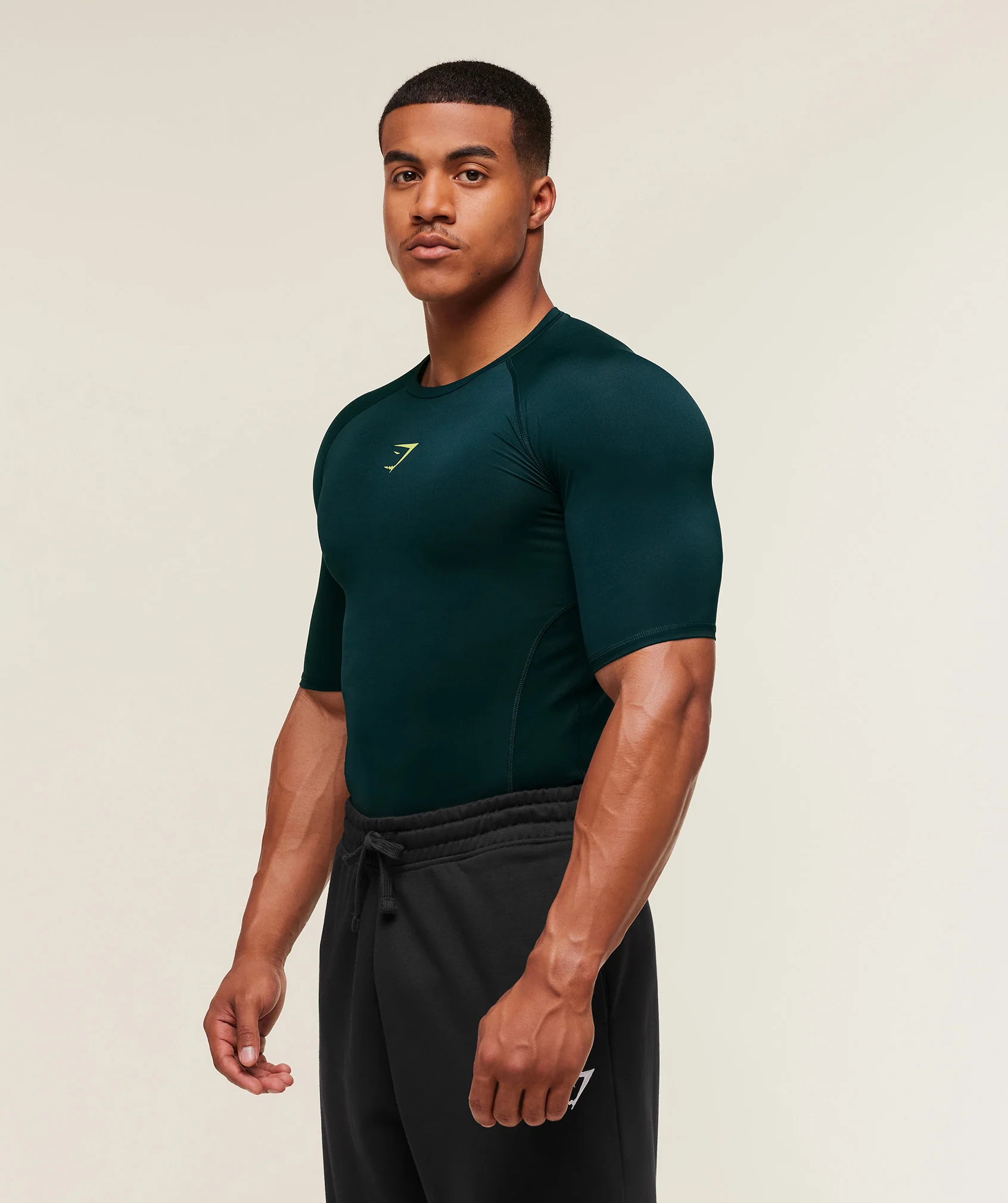 Gymshark Element Baselayer T-Shirt - Deep Petrol Blue/Sorbet Yellow - Image 3