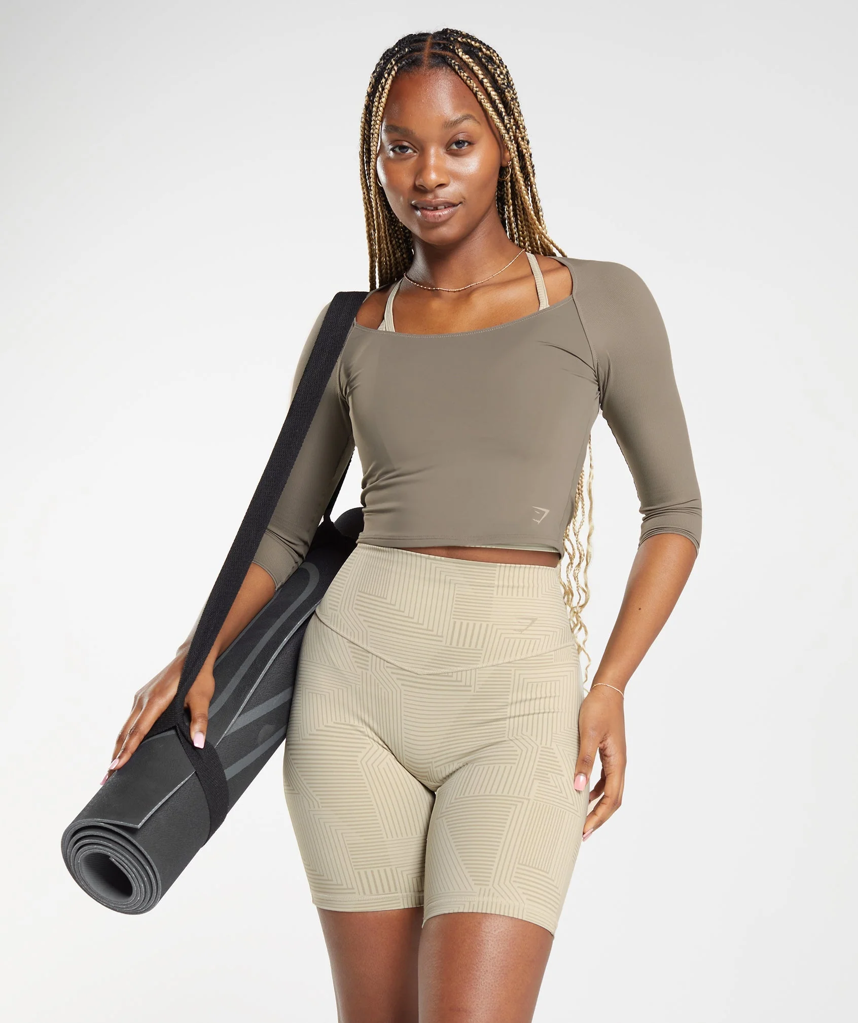 Gymshark Elevate 3/4 Sleeve Crop Top - Brushed Brown - Image 5