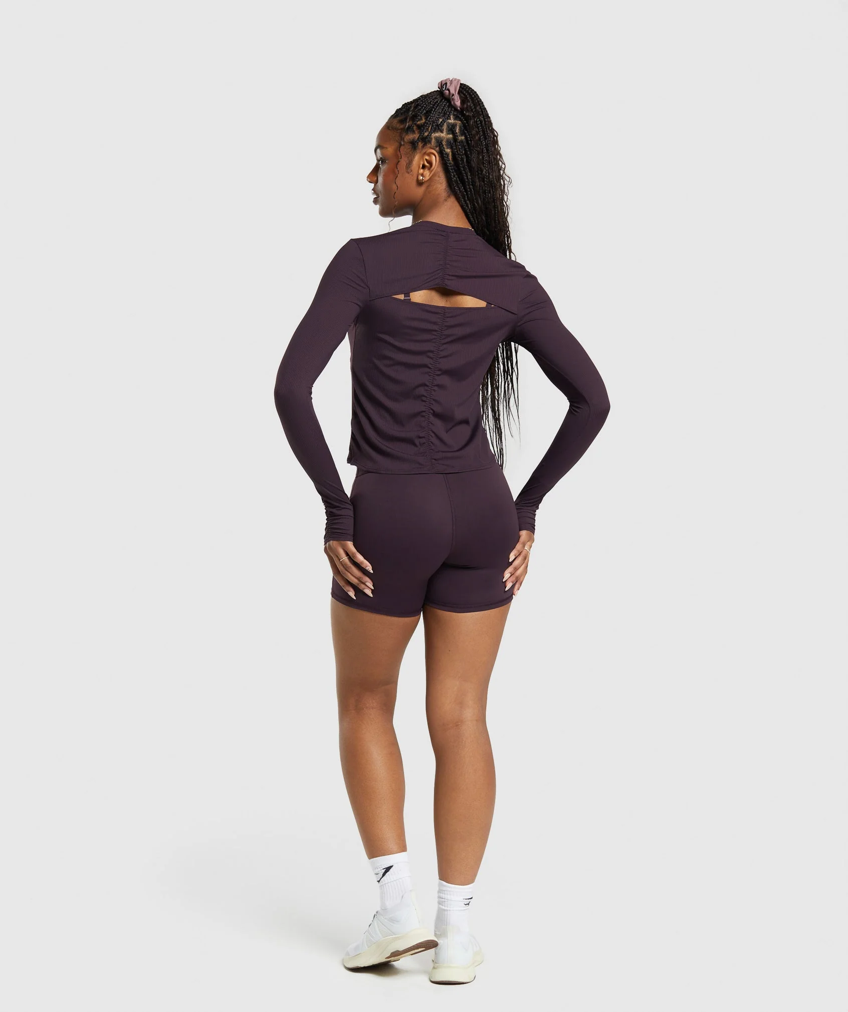 Gymshark Elevate Long Sleeve Ruched Top - Plum Brown - Image 4