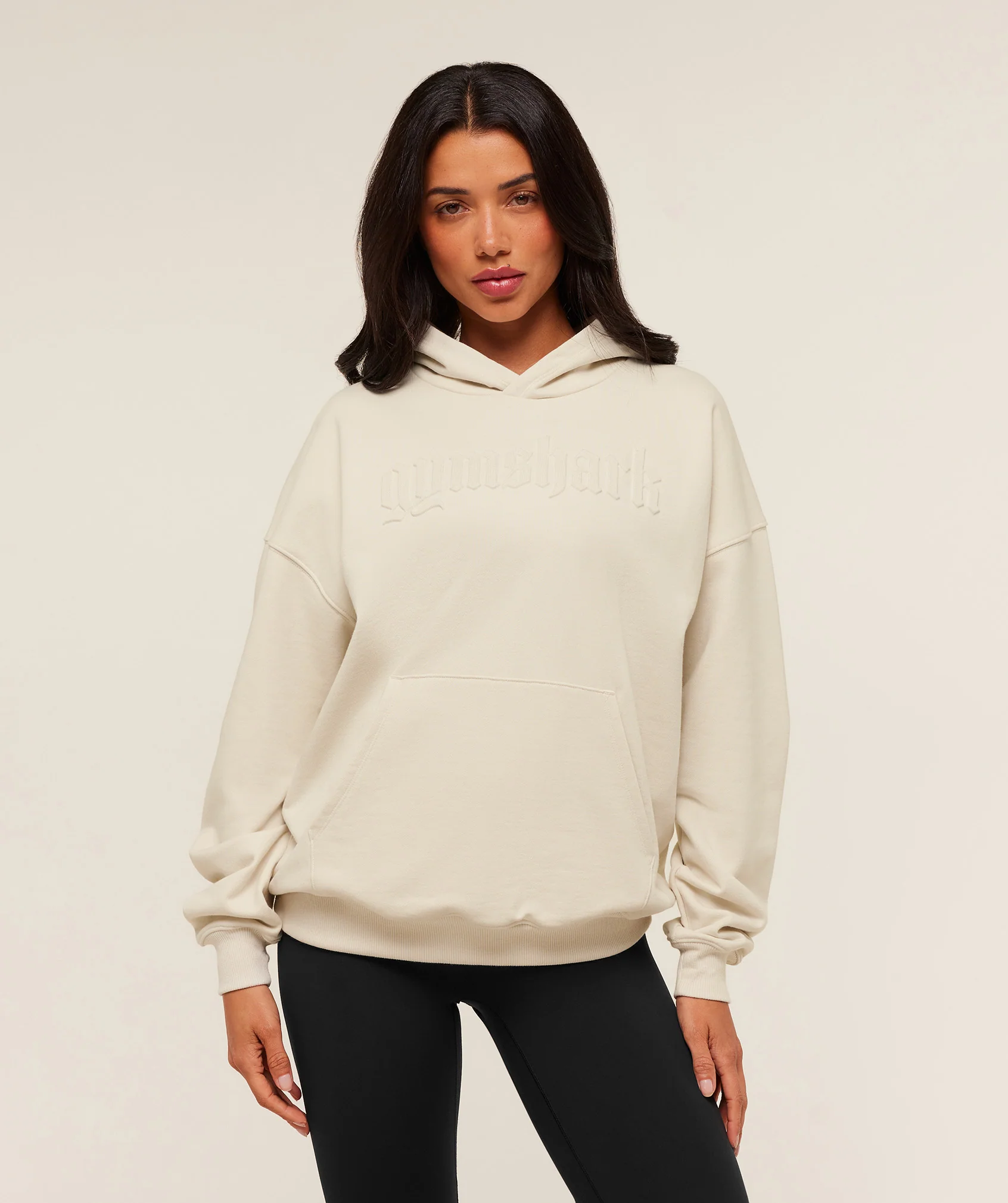 Gymshark Embossed Graphic Oversized Hoodie - Oat White