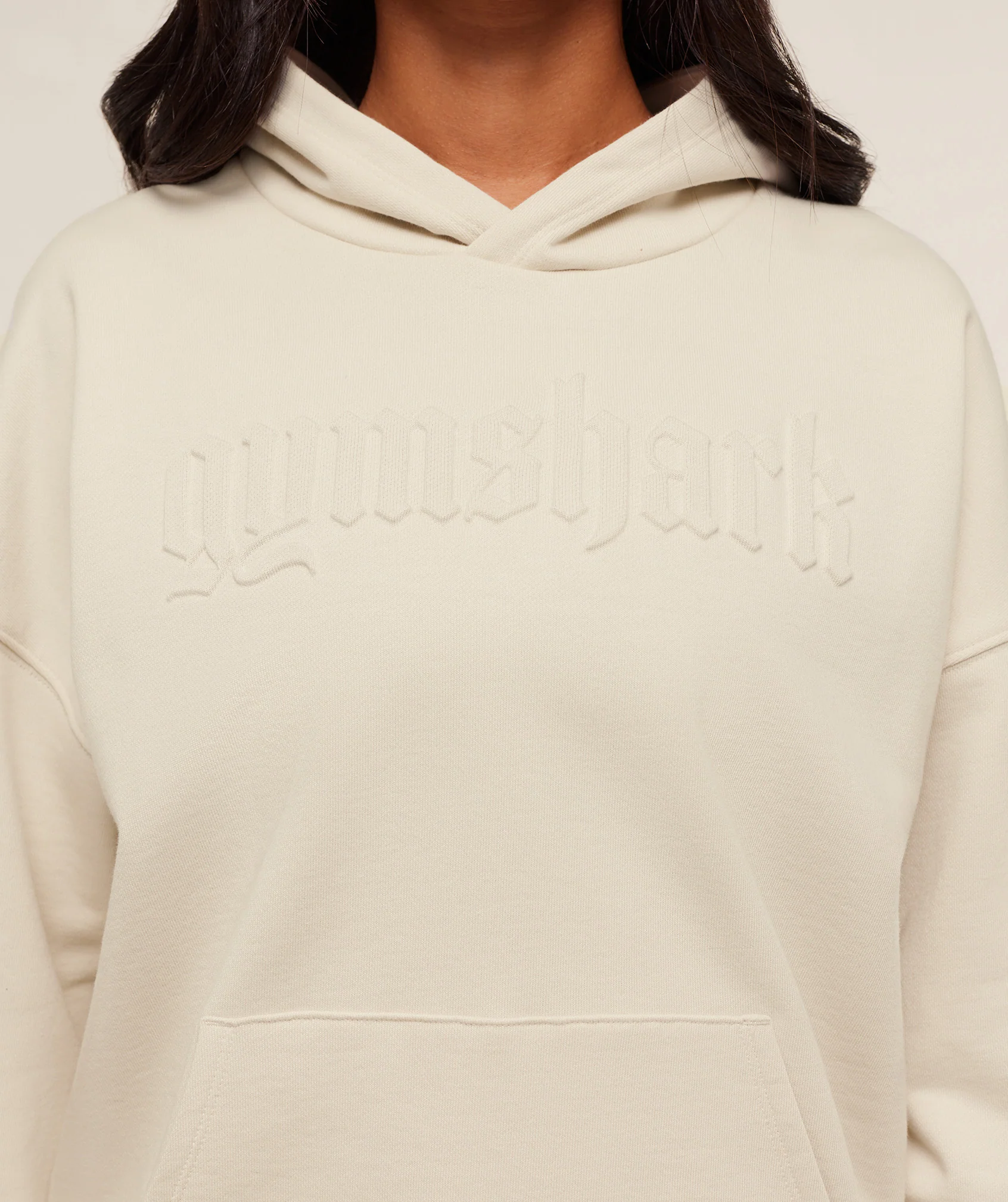 Gymshark Embossed Graphic Oversized Hoodie - Oat White - Image 5
