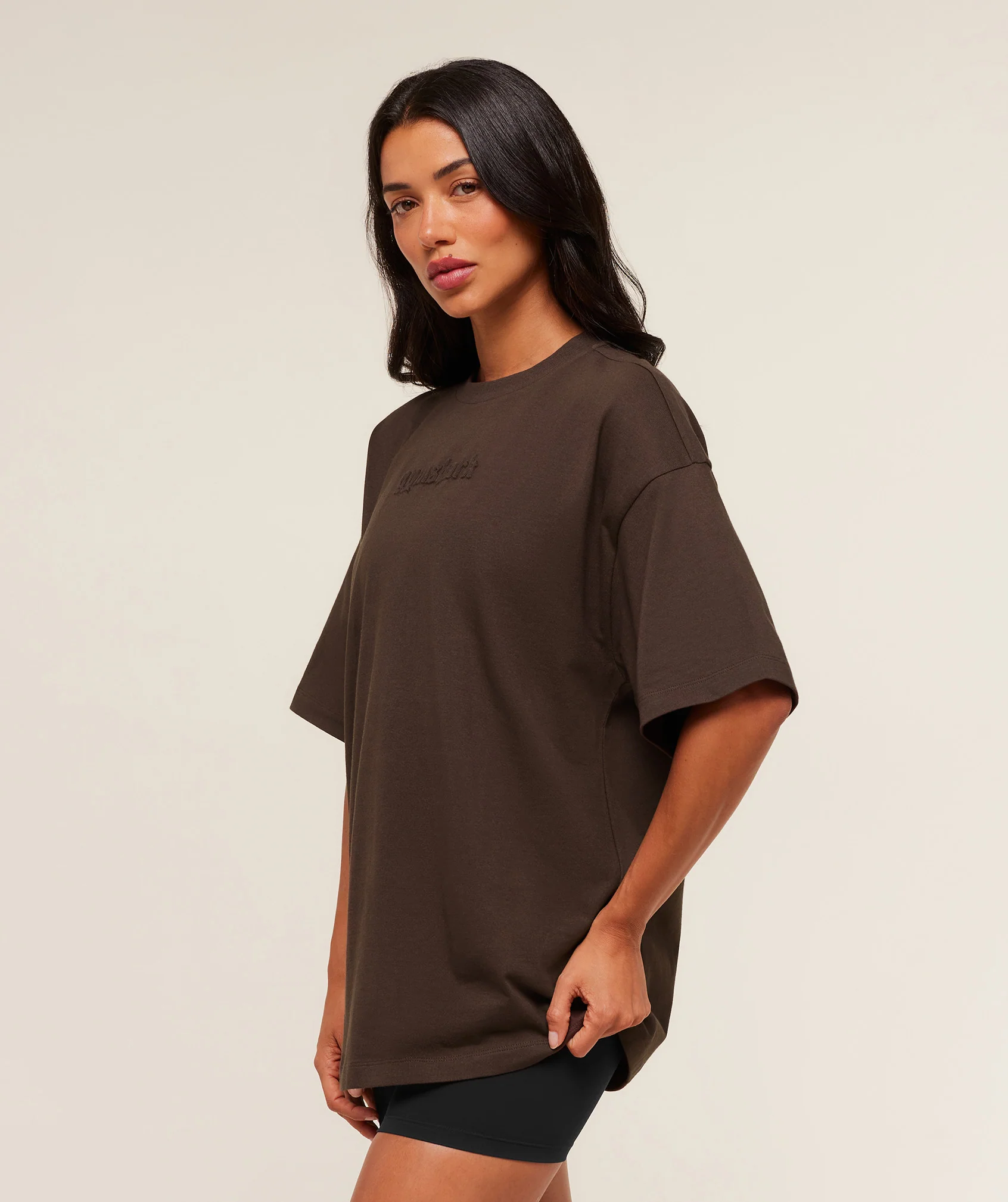 Gymshark Embossed Graphic Oversized T-Shirt - Archive Brown - Image 3