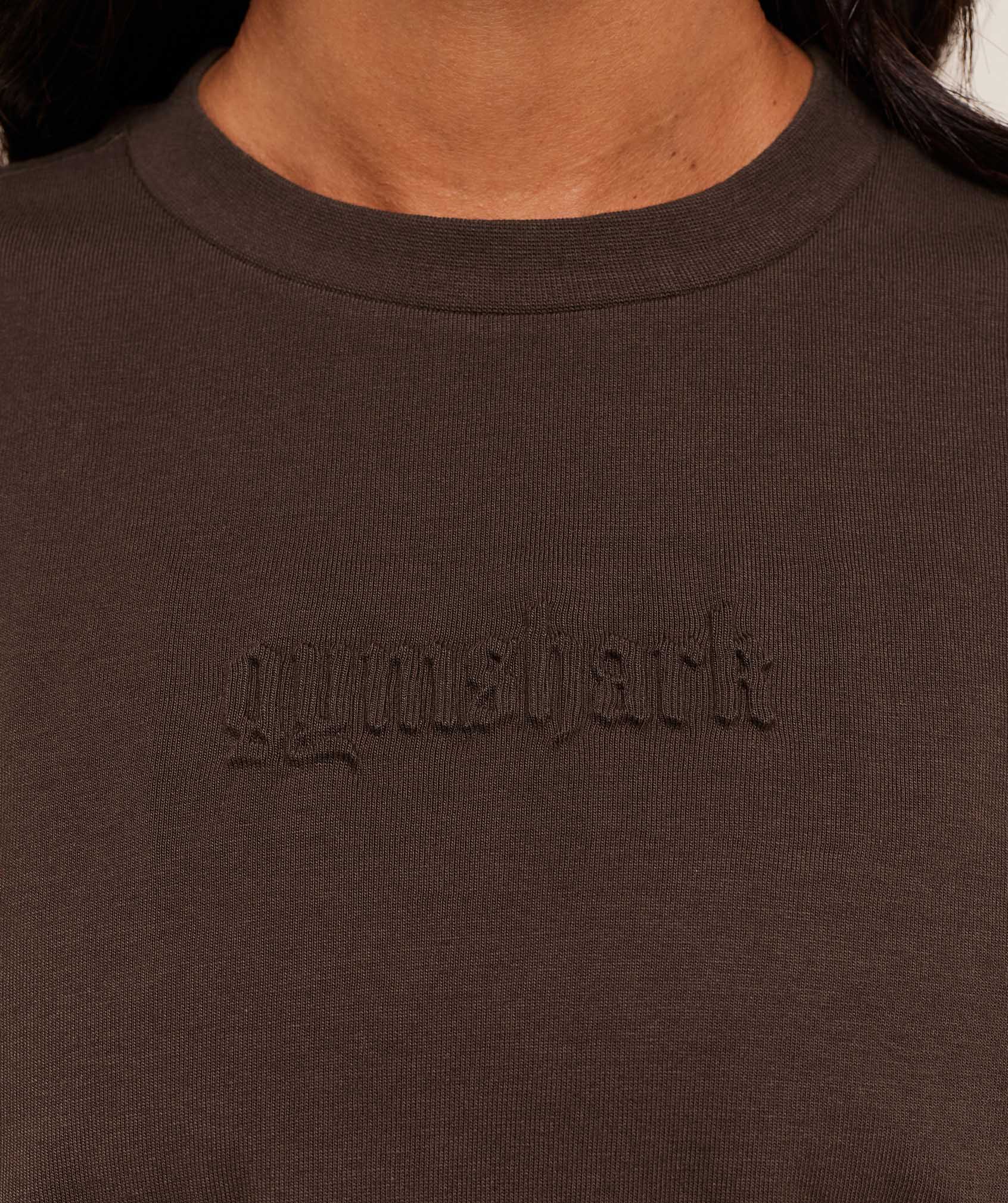 Gymshark Embossed Graphic Oversized T-Shirt - Archive Brown - Image 5