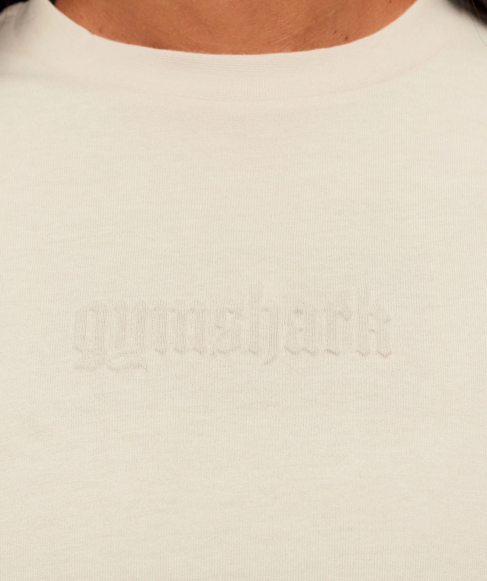 Gymshark Embossed Graphic Oversized T-Shirt - Oat White - Image 5