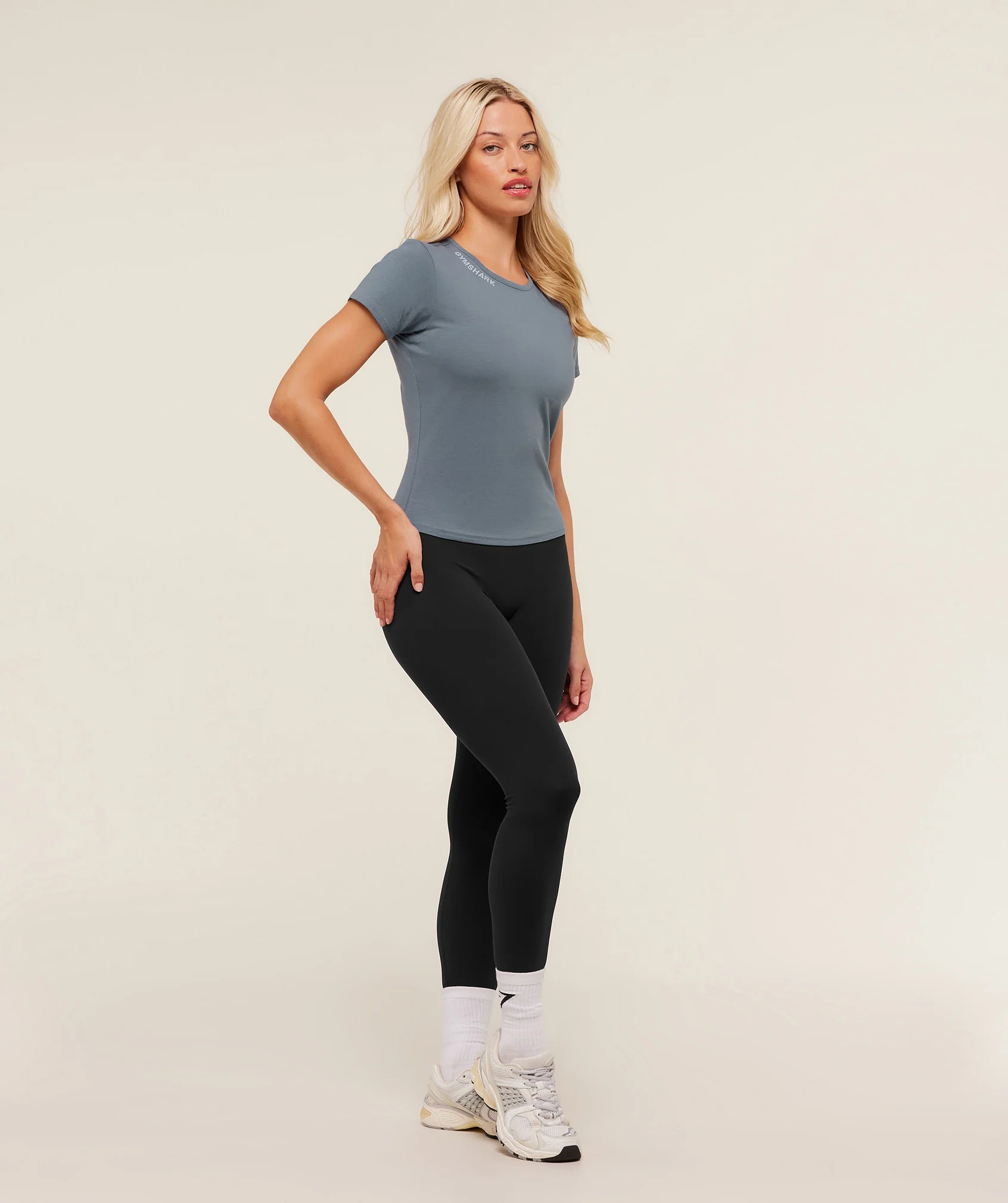 Gymshark Embroidered Logo Crop Top - Iron Blue - Image 4