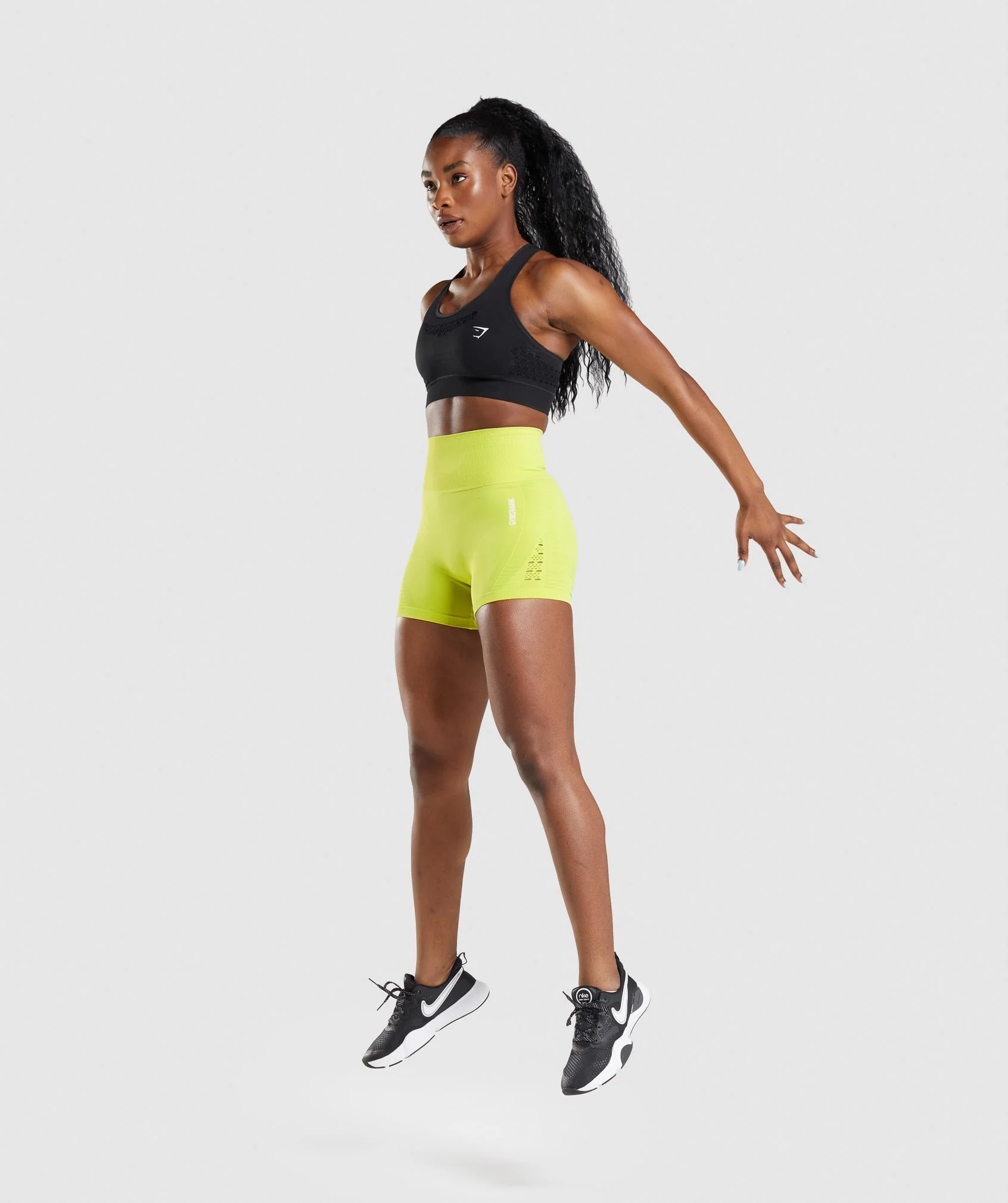 Gymshark Energy Seamless Shorts - Glitch Yellow - Image 4