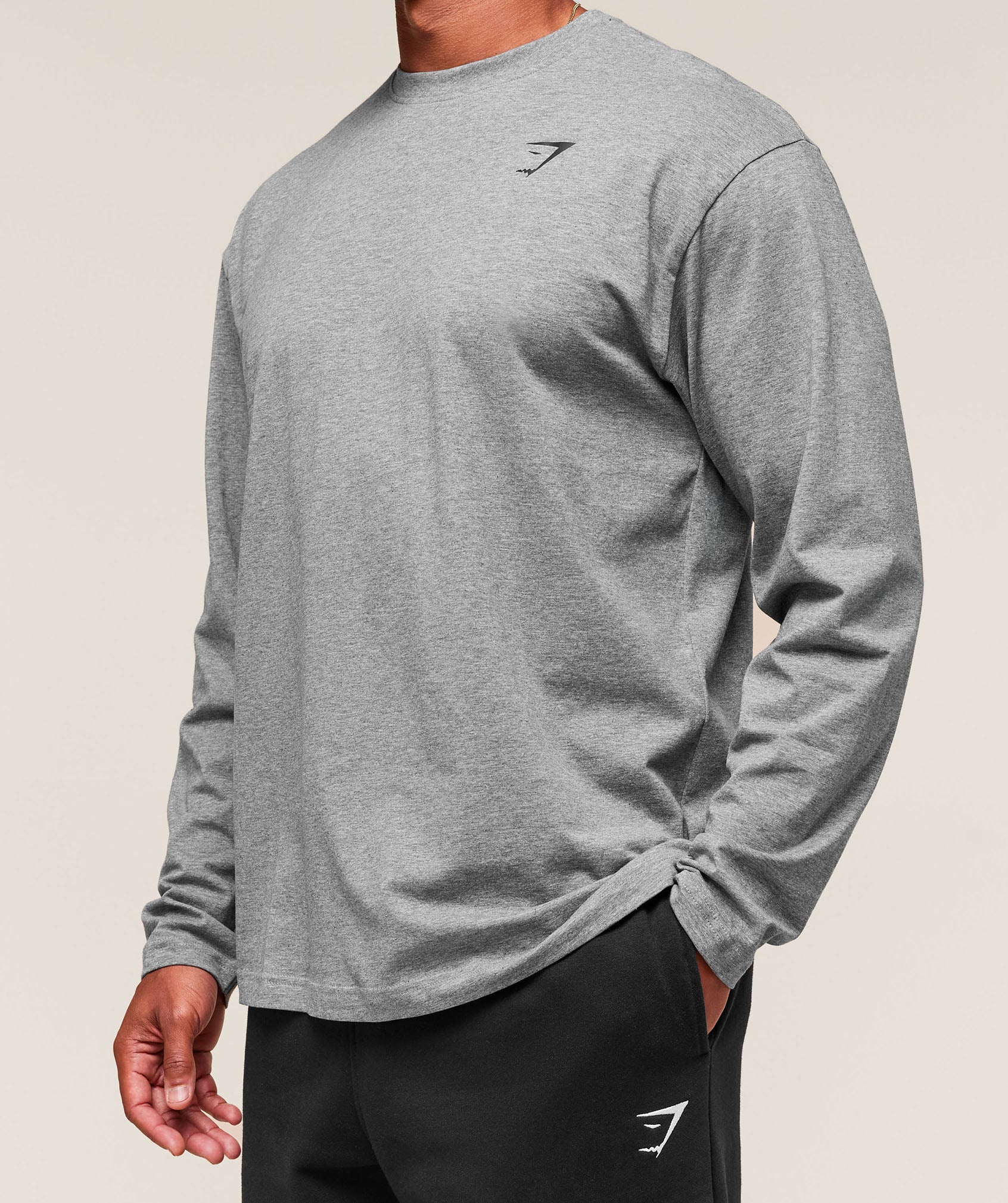 Gymshark Essential Oversized Long Sleeve T-Shirt - Charcoal Core Marl - Image 4