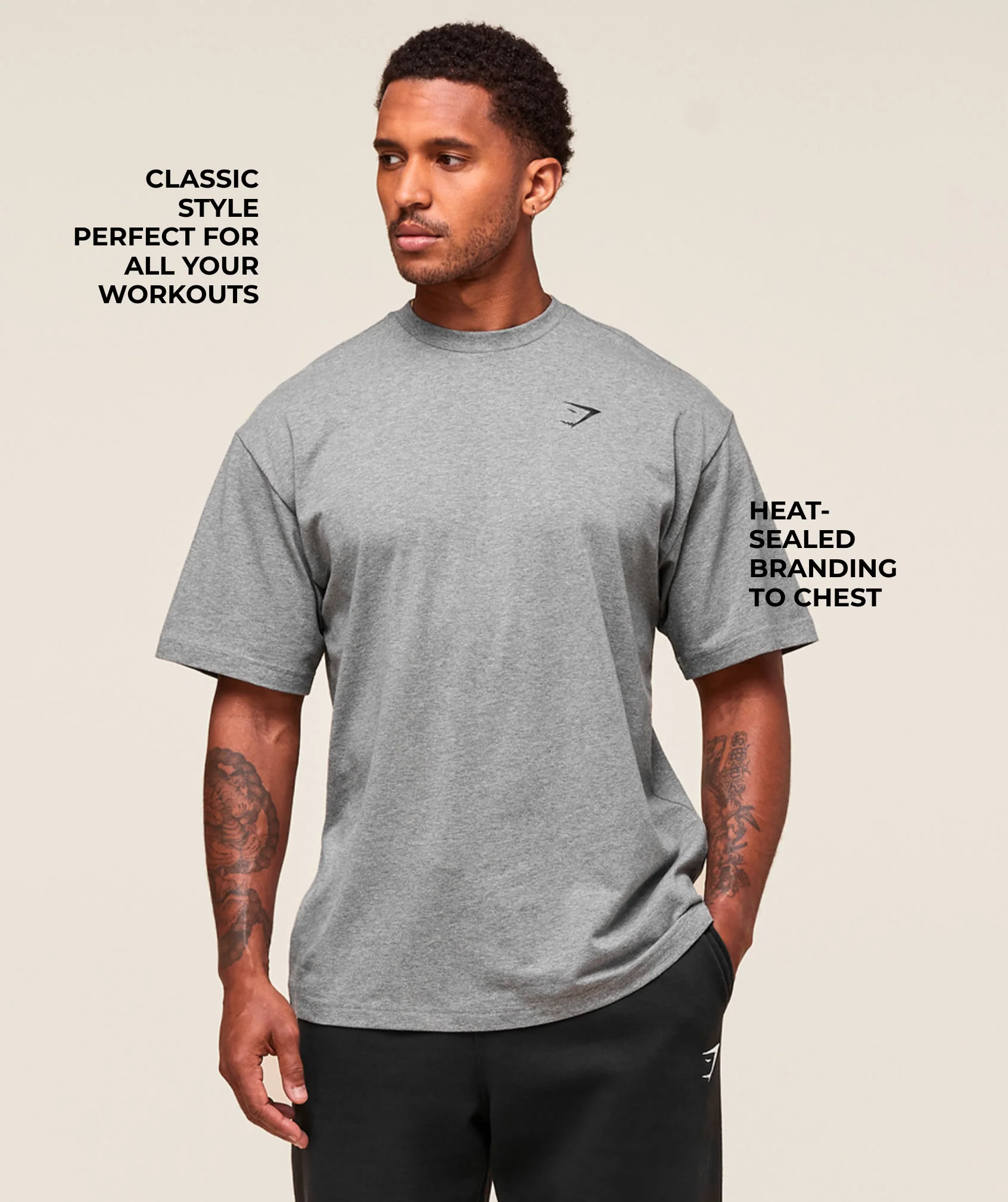 Gymshark Essential Oversized T-Shirt - Charcoal Grey Marl - Image 2