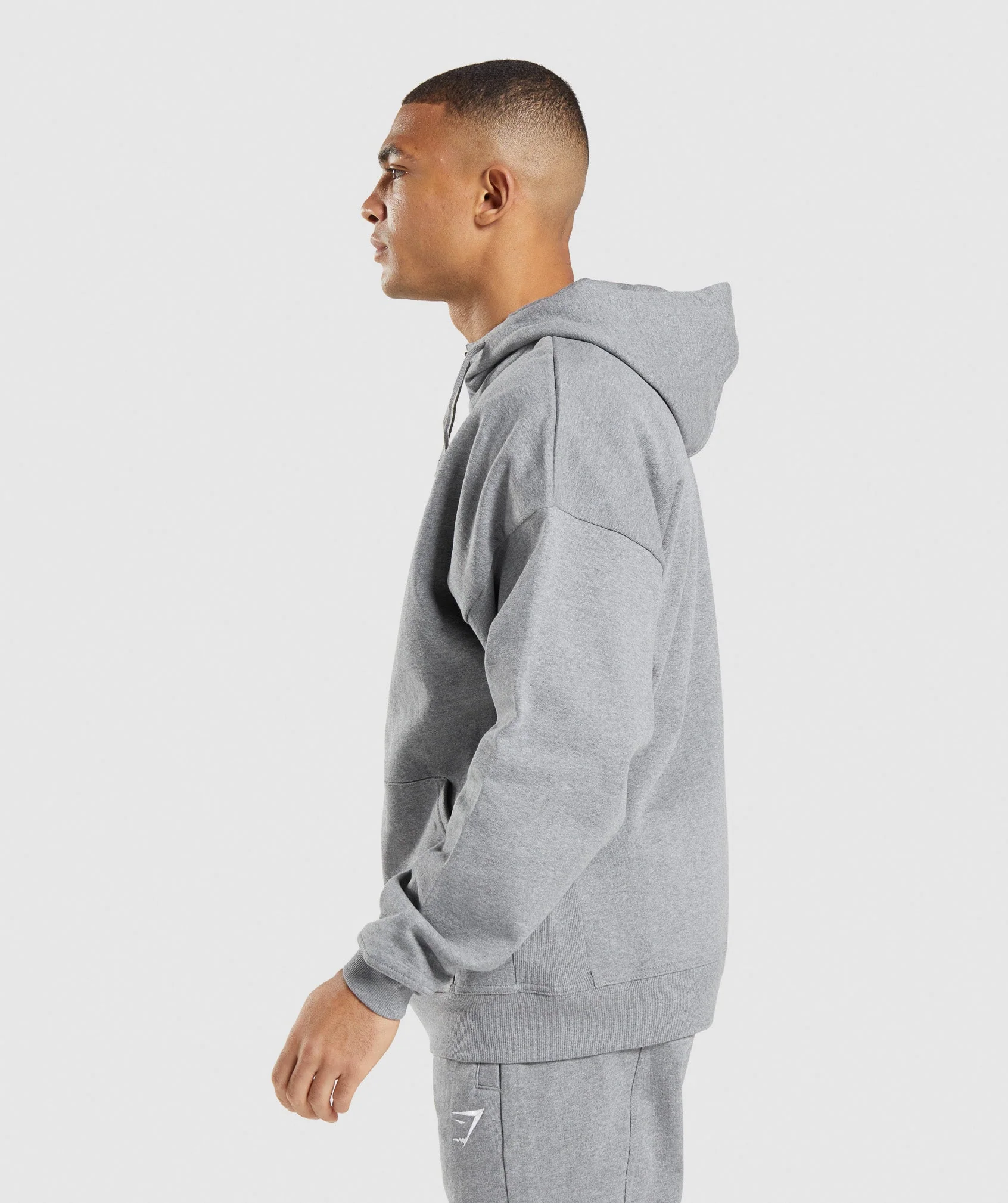 Gymshark Essential Zip Up Hoodie - Charcoal Marl - Image 3