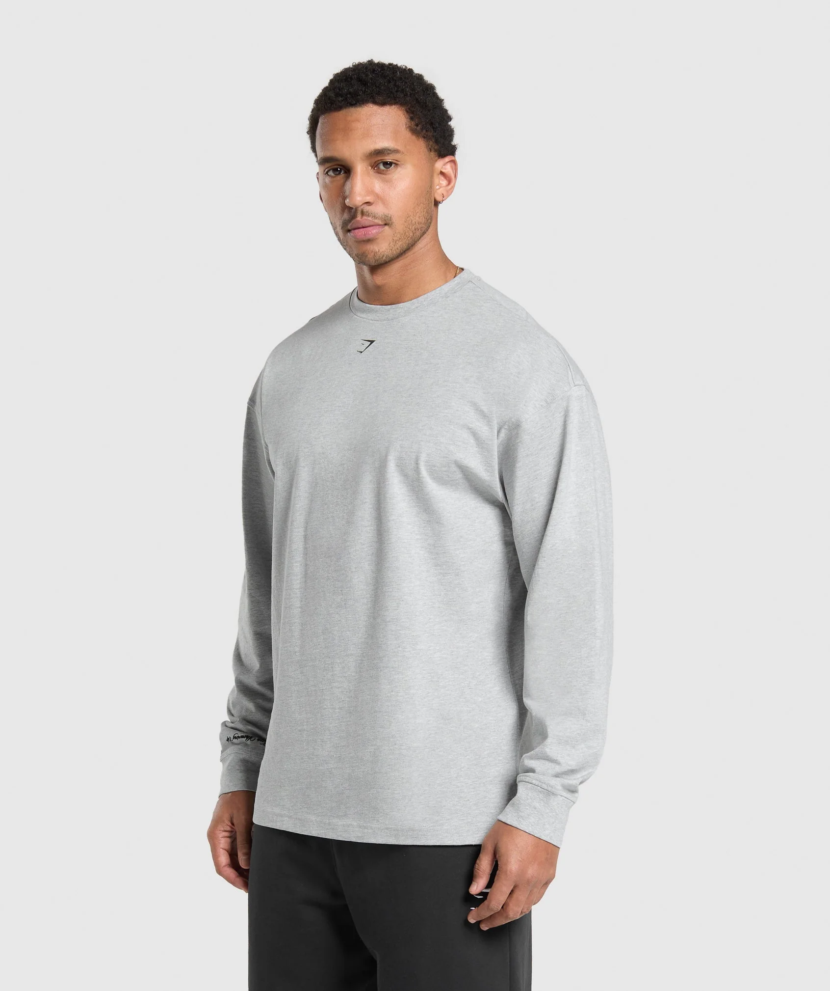 Gymshark EST 2012 Long Sleeve T-Shirt - Light Grey Core Marl - Image 3