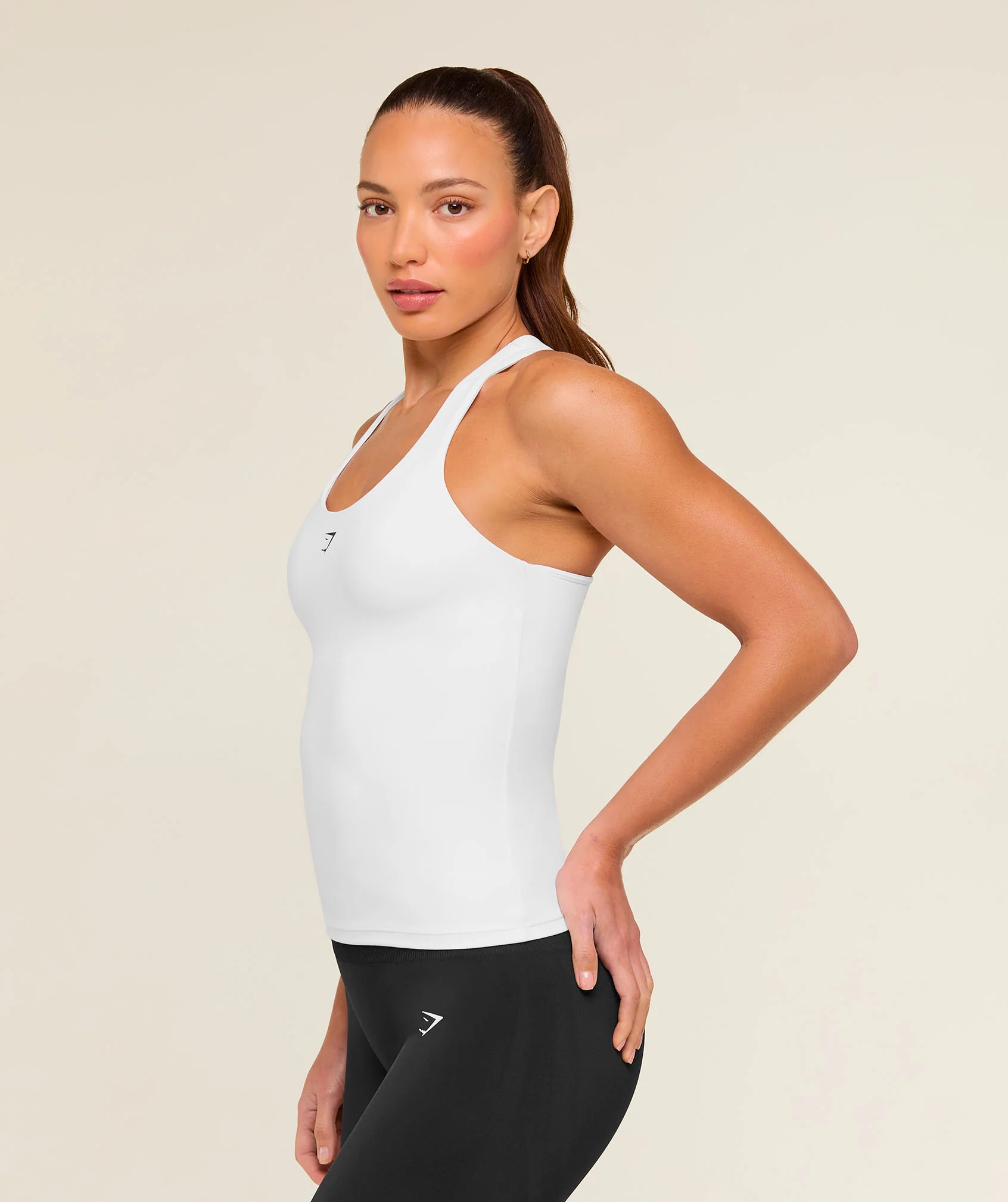 Gymshark Everyday Racer Back Tank with Shelf - White - Image 3