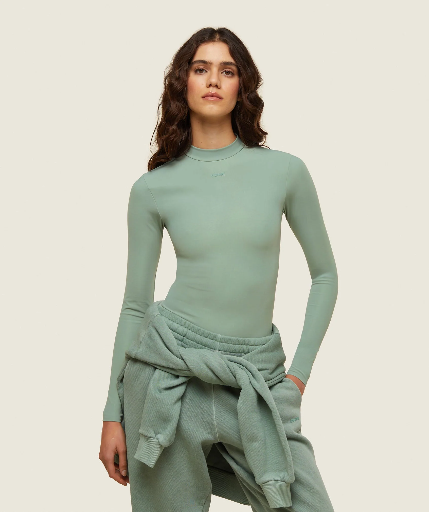 Gymshark everywear Long Sleeve Active Bodysuit - Dollar Green - Image 6
