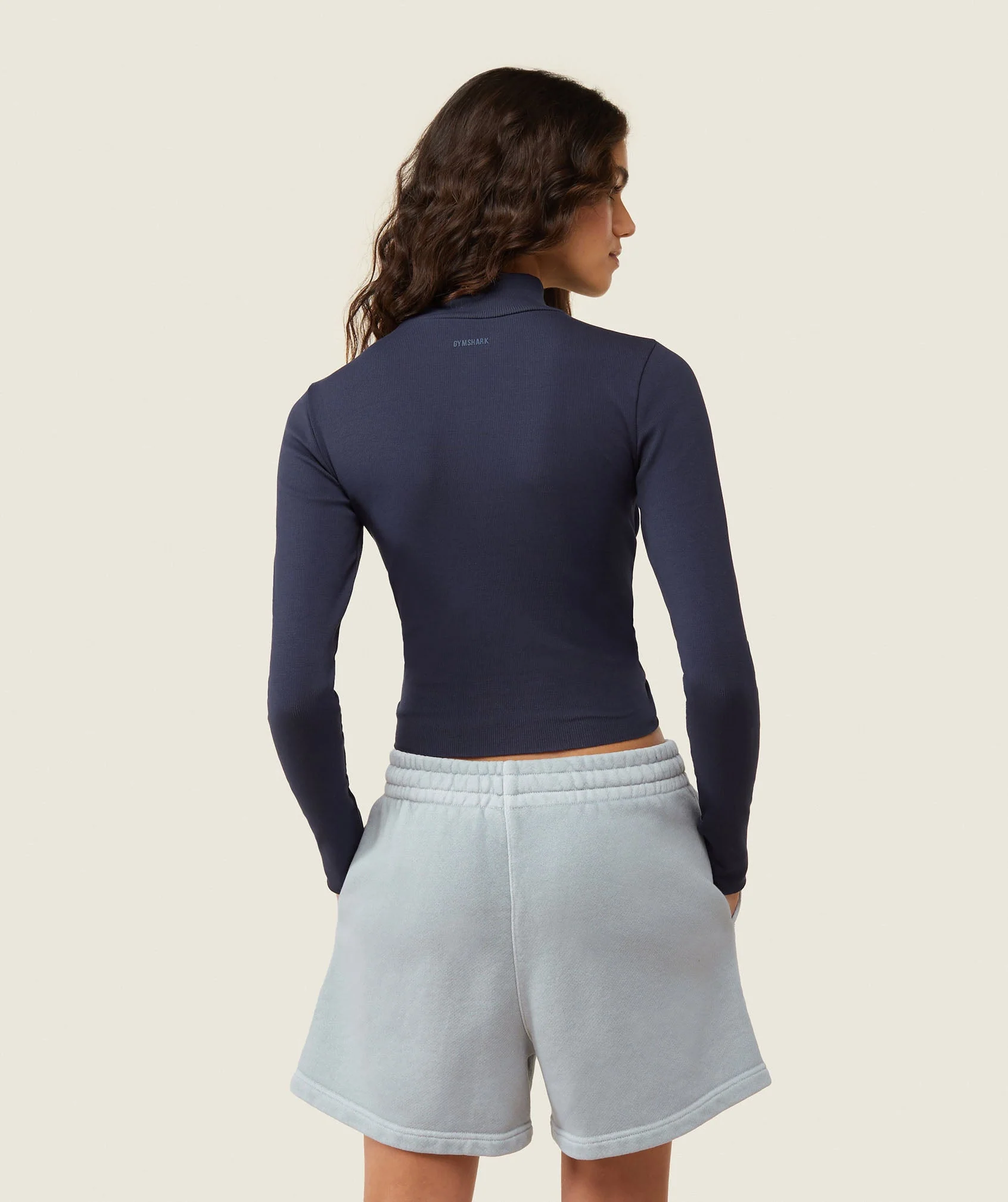 Gymshark everywear Long Sleeve Ribbed Turtle Neck - Heavy Blue - Image 3