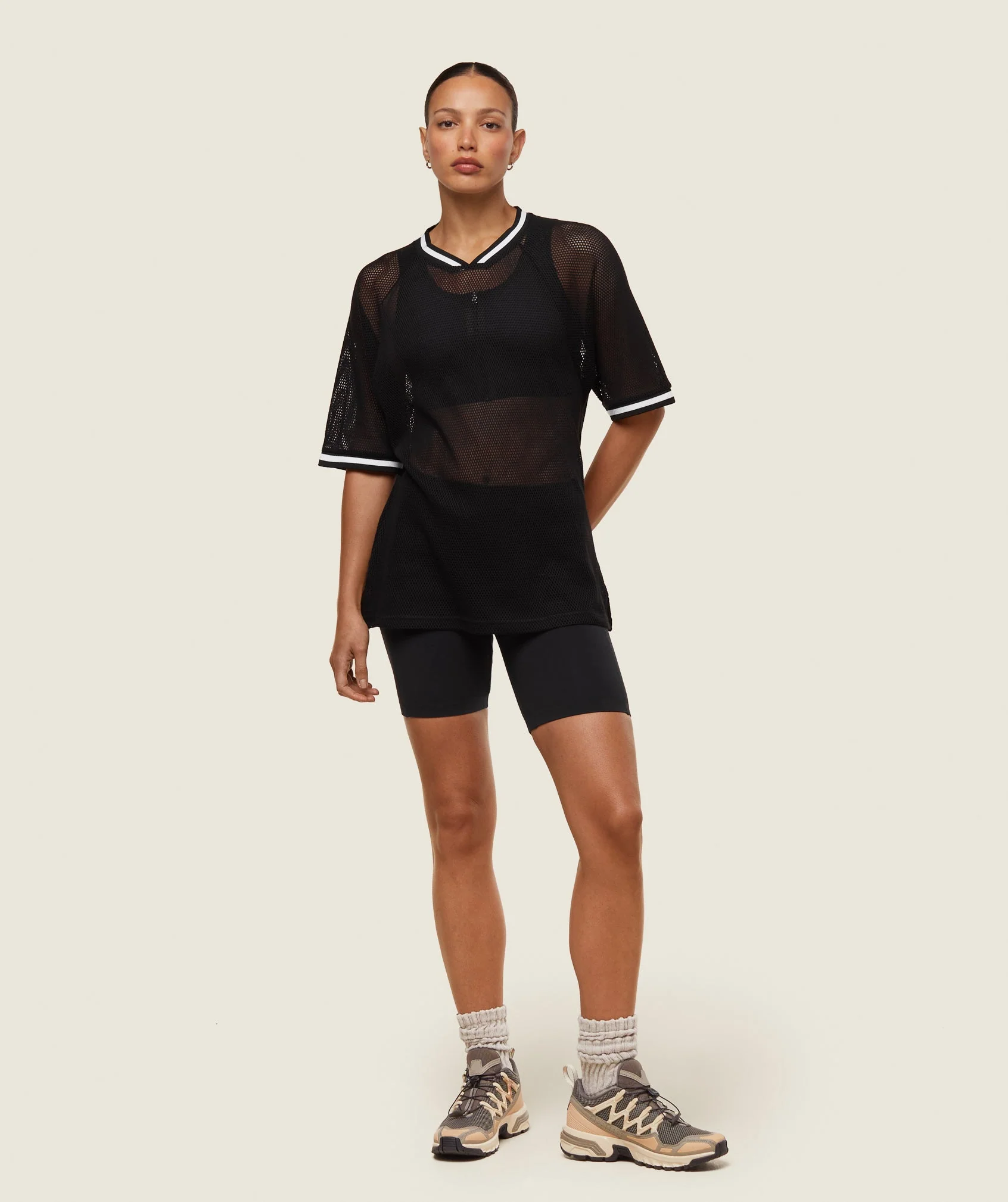 Gymshark everywear Mesh Layering Tee - Black/Soft White - Image 2
