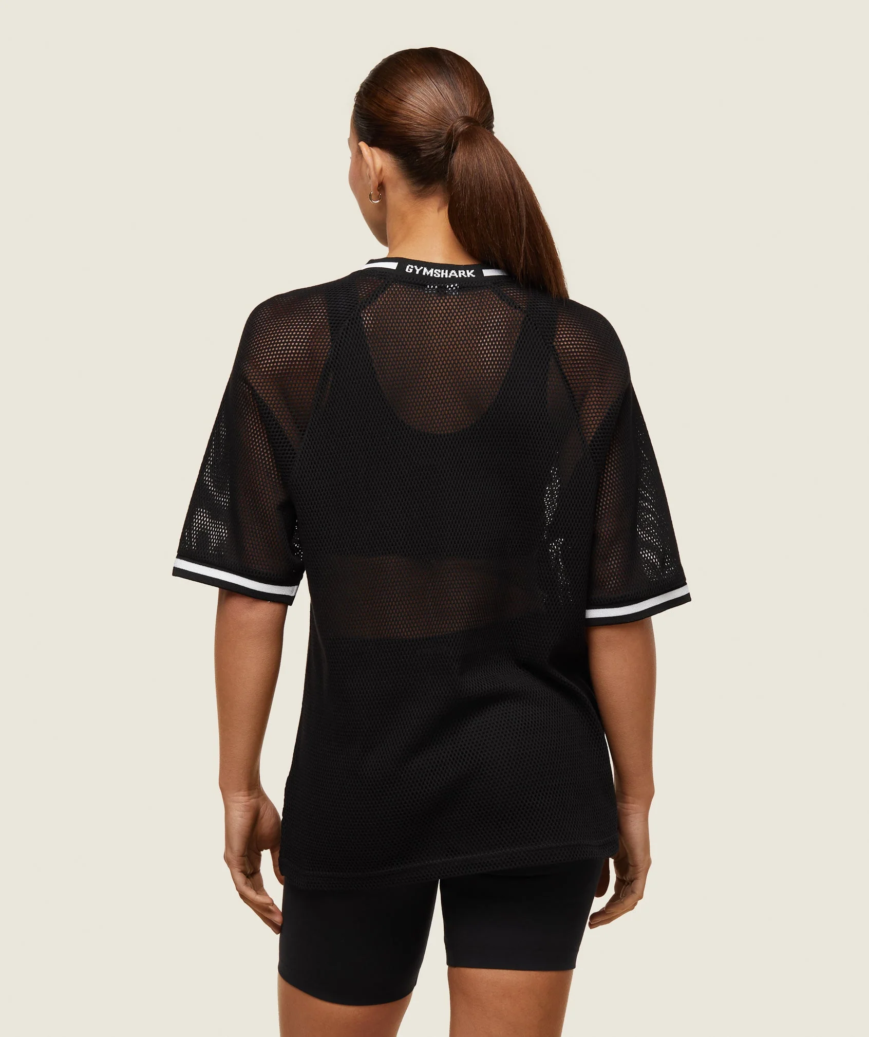 Gymshark everywear Mesh Layering Tee - Black/Soft White - Image 3