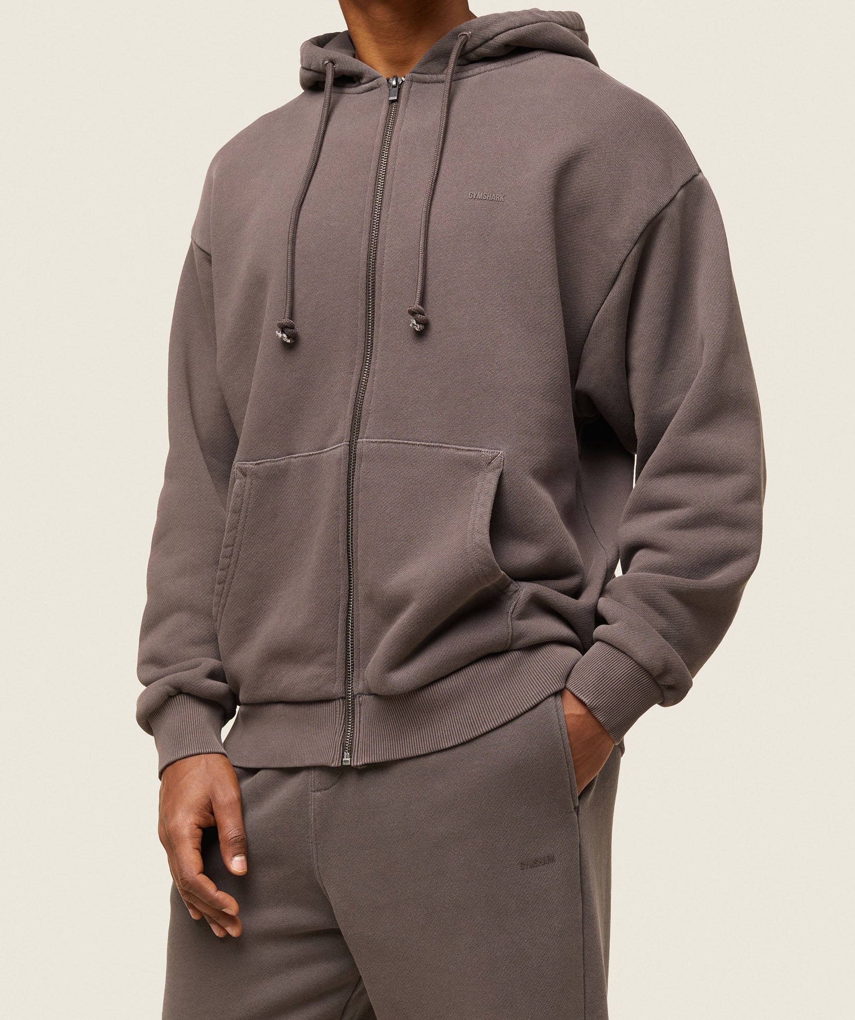 Gymshark everywear Relaxed Zip Hoodie - Archive Brown - Image 4