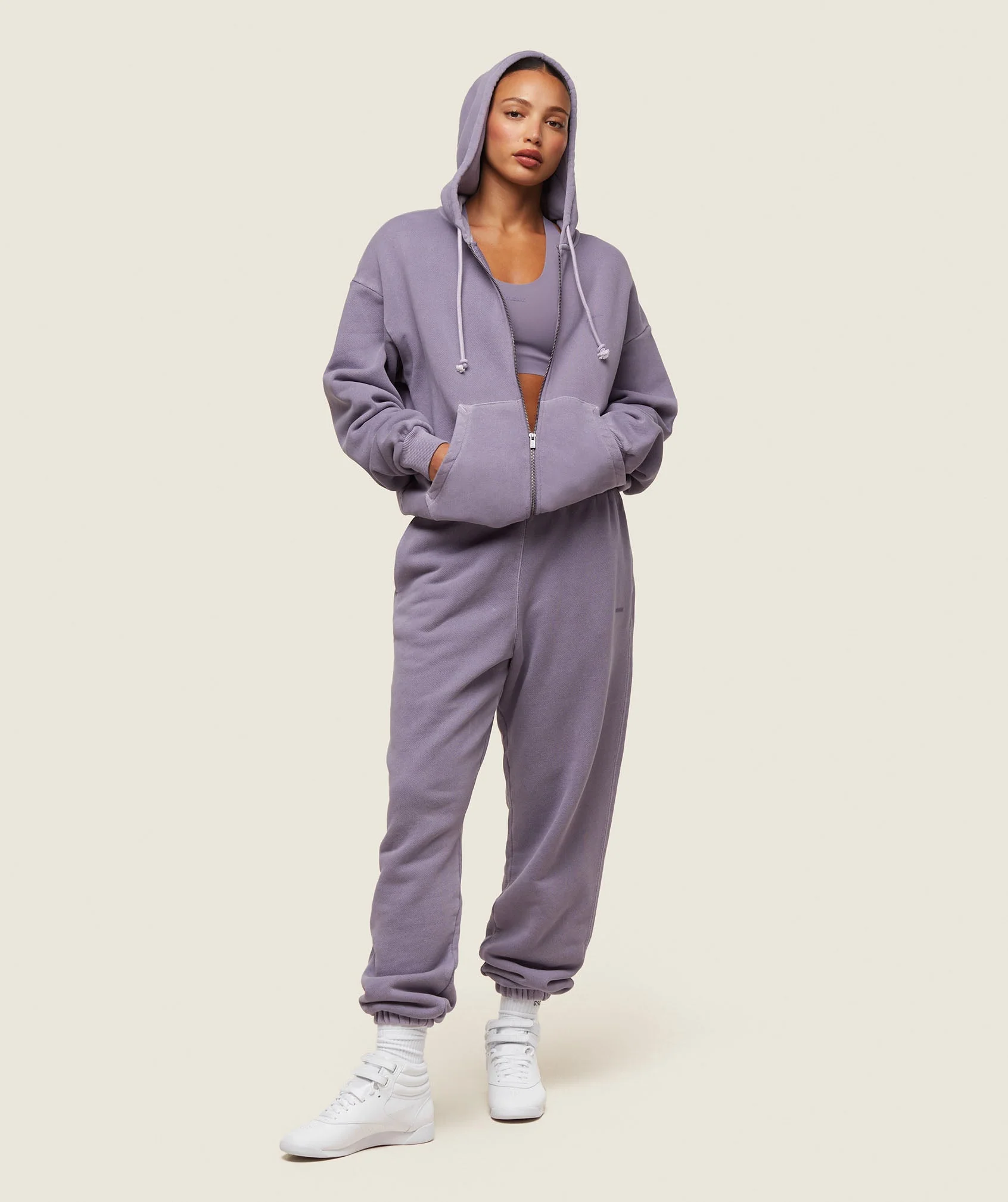 Gymshark everywear Relaxed Zip Hoodie - Fog Purple - Image 2