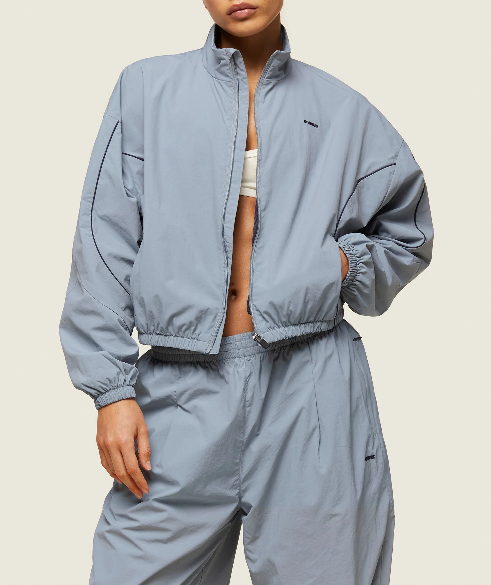Gymshark everywear Retro Track Jacket - Denim Grey/Heavy Blue - Image 4