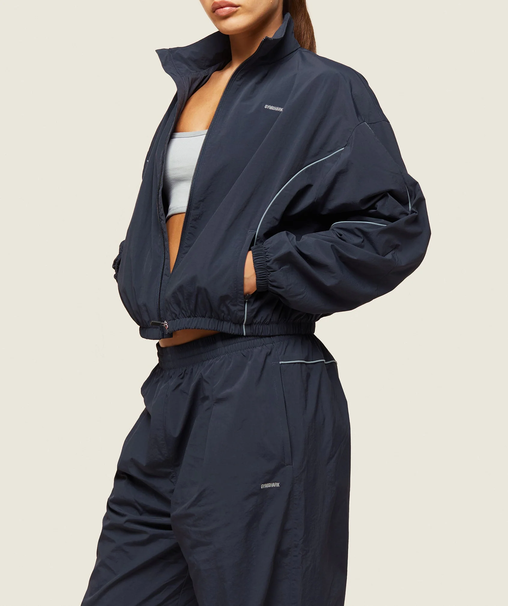Gymshark everywear Retro Track Jacket - Heavy Blue/Denim Grey - Image 4