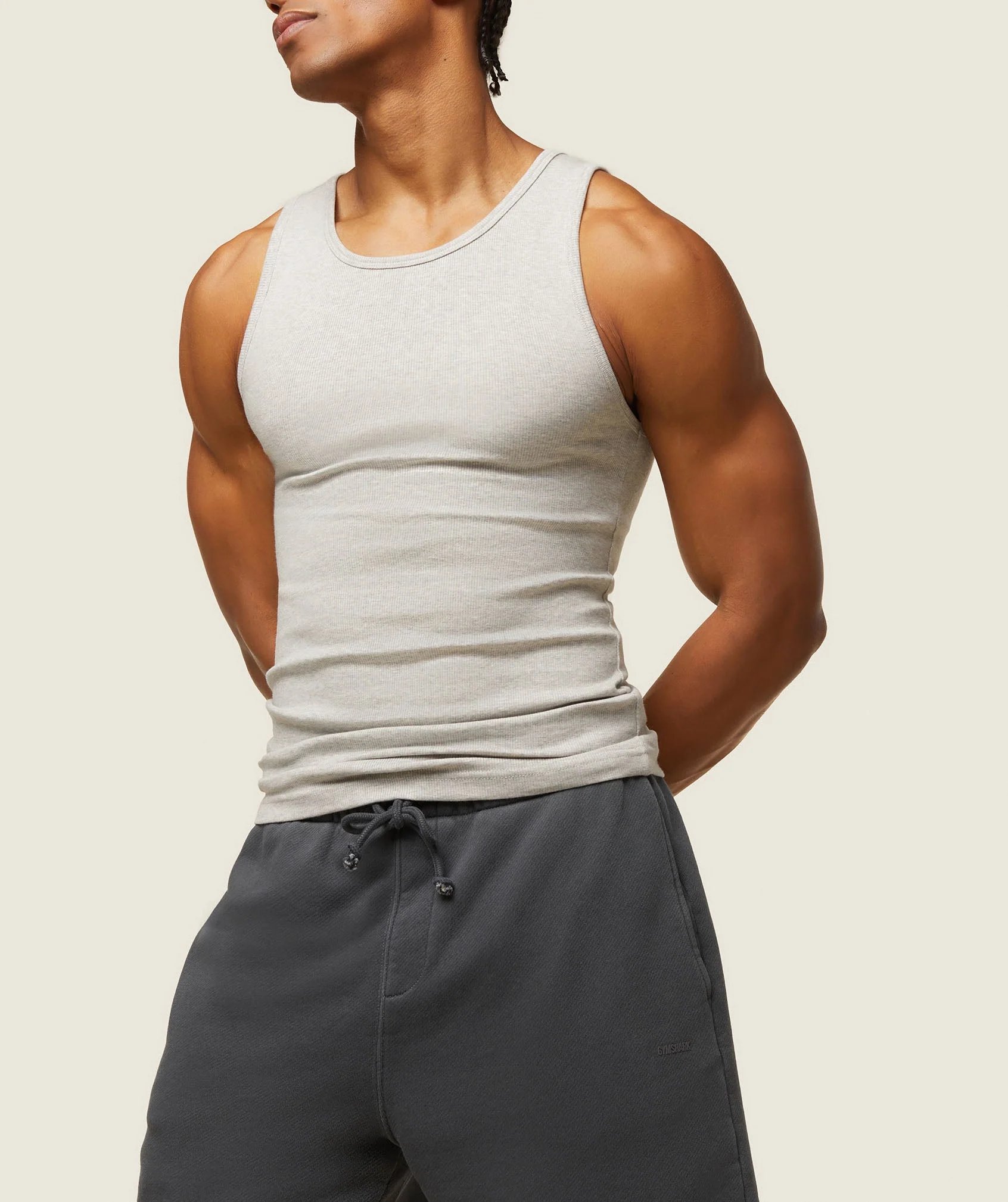 Gymshark everywear Ribbed Tank - Light Grey Core Marl - Image 4