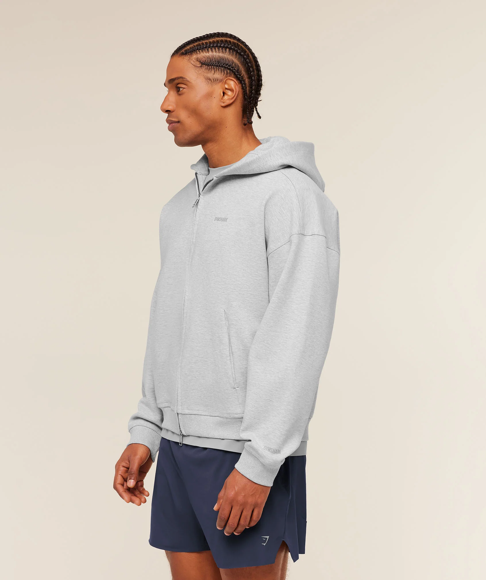 Gymshark Evolve Lightweight Zip Through Hoodie - Bros Soft Grey Marl - Image 3