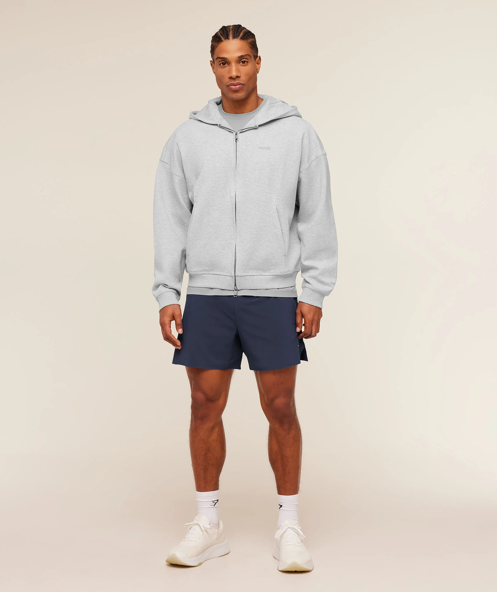 Gymshark Evolve Lightweight Zip Through Hoodie - Bros Soft Grey Marl - Image 5